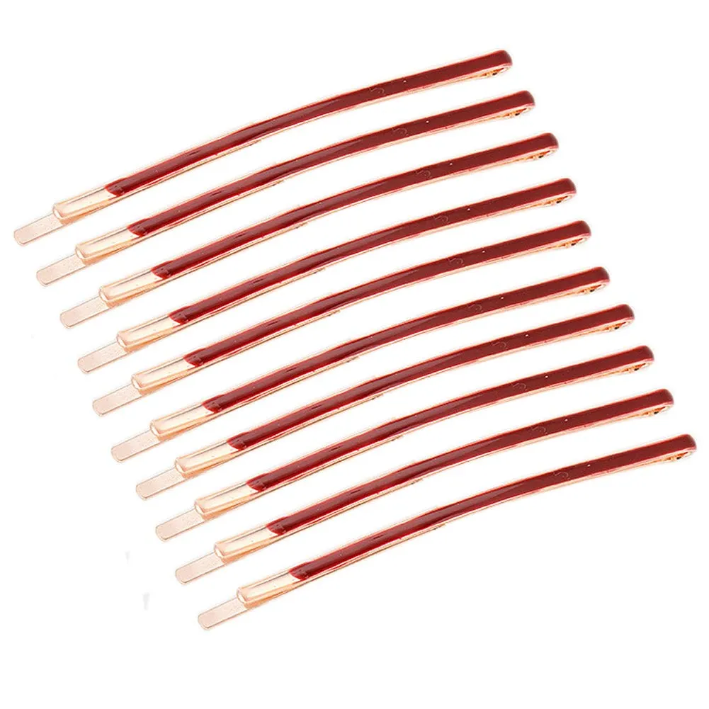 10Pcs Curved Jumbo Bobby Pins Long Metal Hair Clips for Women Teen Girls Hair Decorative (Red)