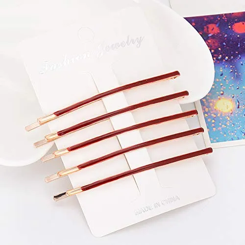 10Pcs Curved Jumbo Bobby Pins Long Metal Hair Clips for Women Teen Girls Hair Decorative (Red)