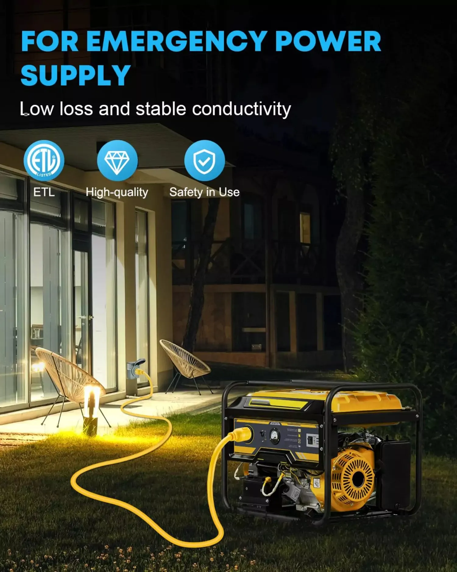 30 Amp Generator Cord, 50 ft