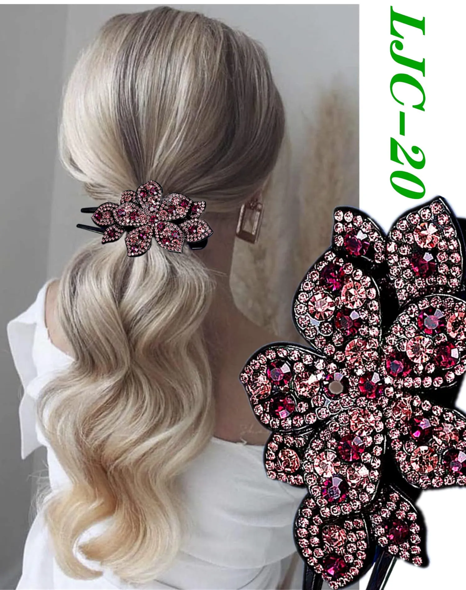 55 PCS Double Flower Rhinestone Hair Clip Elegant Luxury Fancy Decorative hair Accessories Long Hair Adult Hair Jewelry For Women Crystal Thick Hair Pin Gems Korean Charms Barrettes Ornaments Design