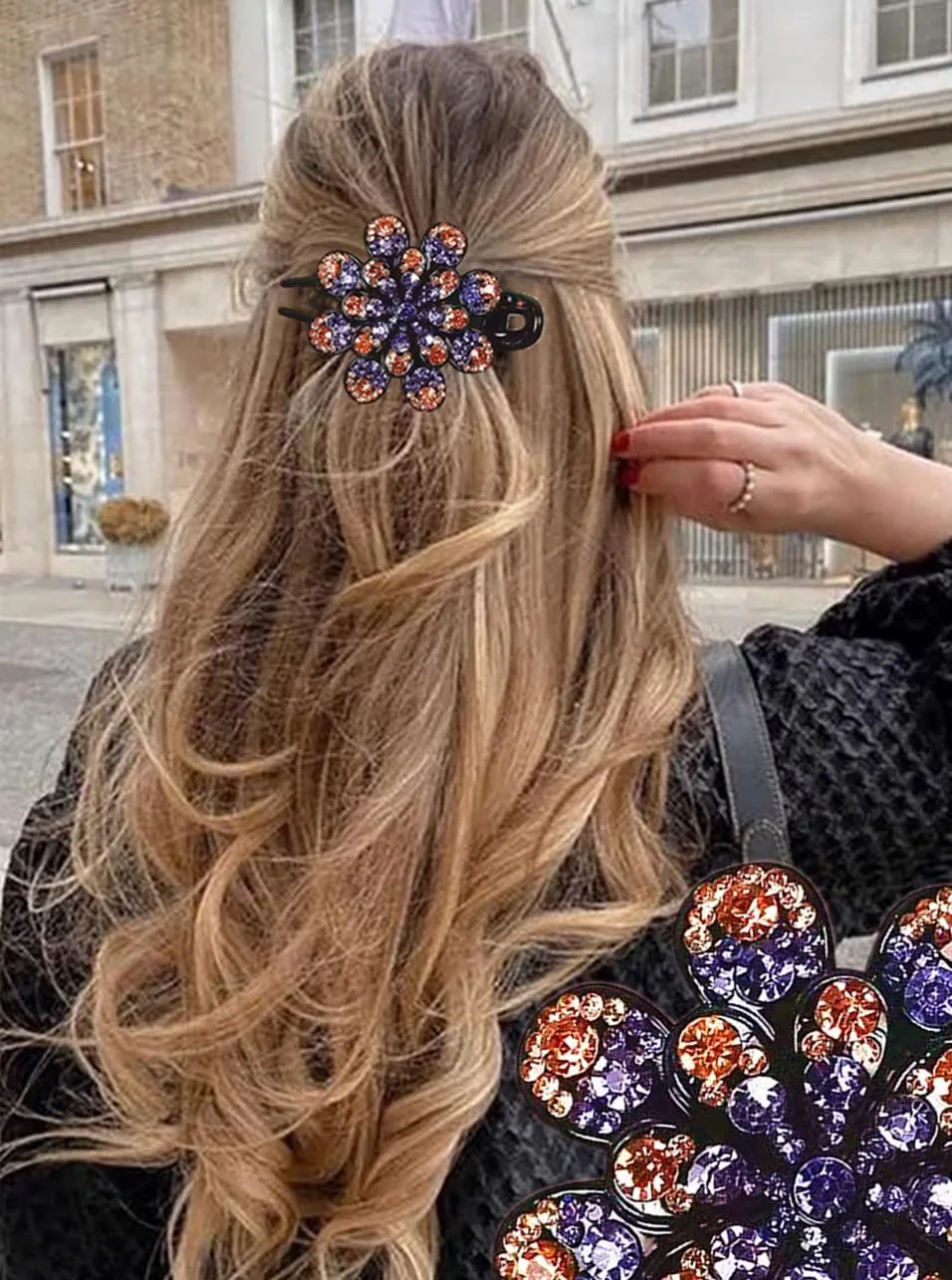 55 PCS Double Flower Rhinestone Hair Clip Elegant Luxury Fancy Decorative hair Accessories Long Hair Adult Hair Jewelry For Women Crystal Thick Hair Pin Gems Korean Charms Barrettes Ornaments Design