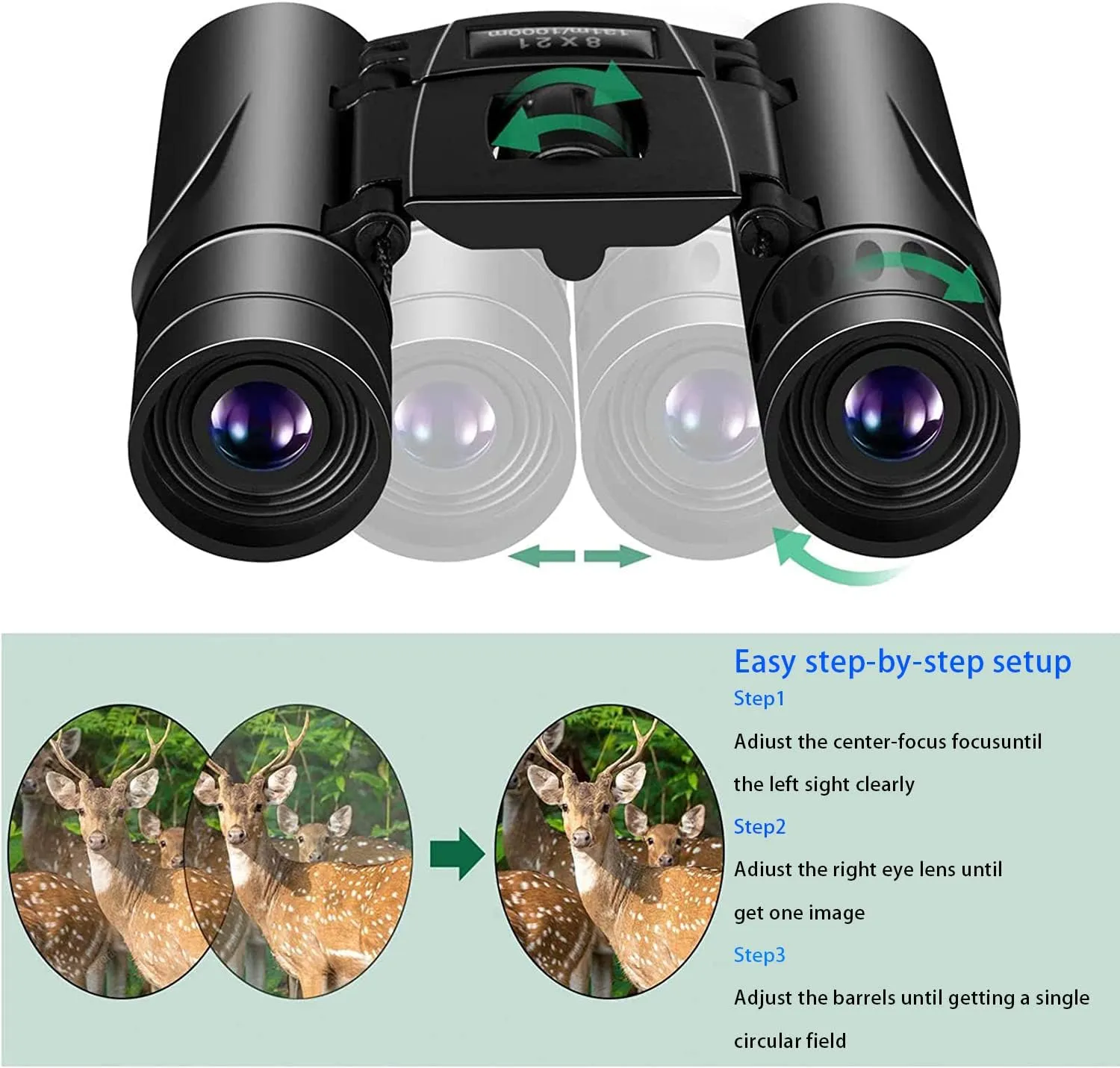8x21 Binoculars Small Compact Light Binoculars, Suitable for Adults and Children Bird Watching Travel Sightseeing, Waterproof Lightweight Small Binoculars, with Clear Low-Light Vision