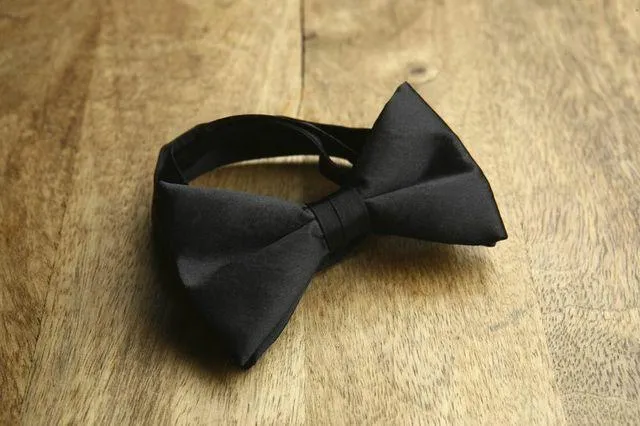 Adjustable Hook Black Bow Tie