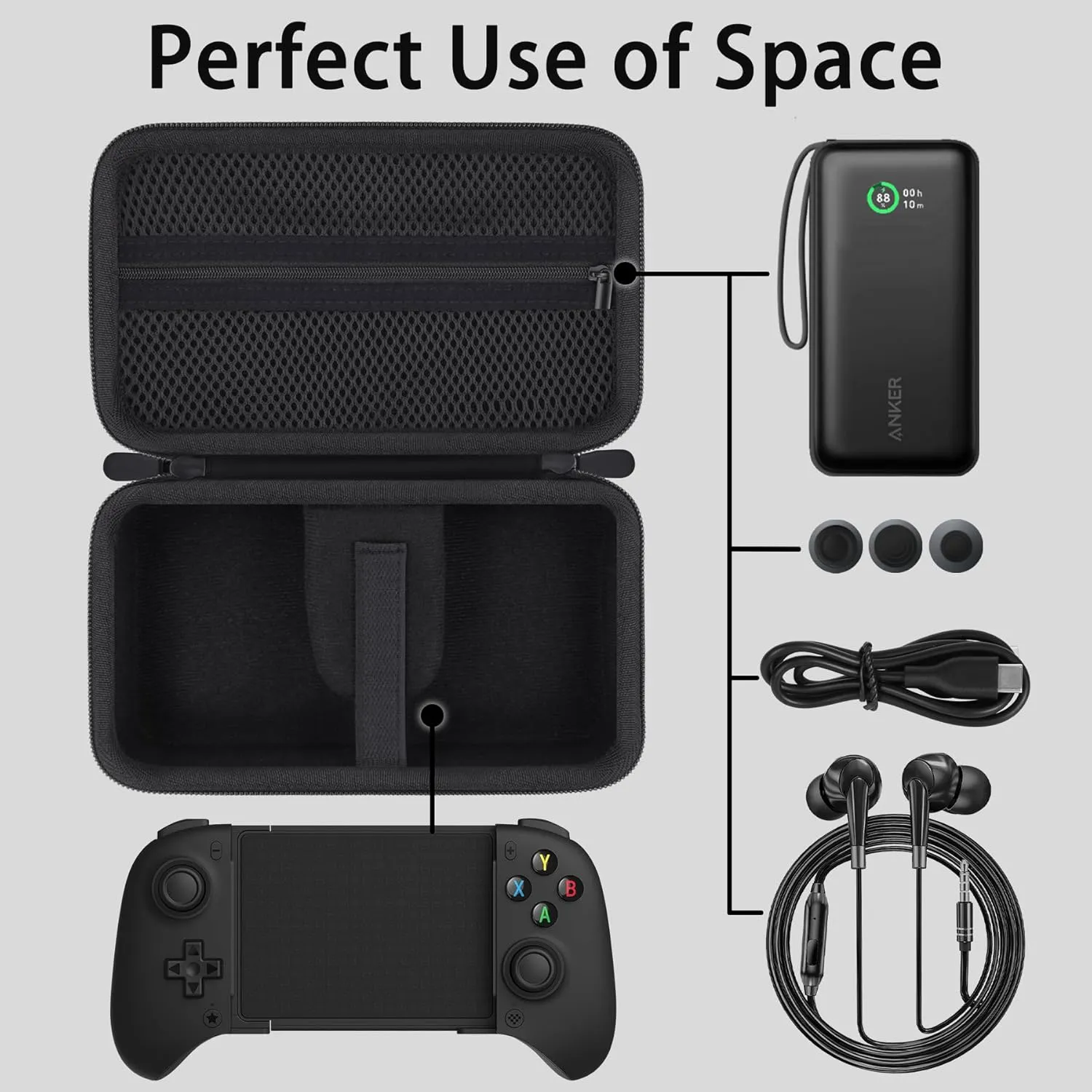 Aenllosi Hard Case for 8Bitdo Ultimate Mobile Gaming Controller, 8Bitdo Phone Controller Organizer (Case Only) (Black)