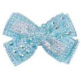 AKOAK 1 Pack Full Diamond Double Bow Barrette Party Girl Hair Accessory with Shiny Edge Clip for Children's Hair Accessories (6 Colors Optional) (Blue)