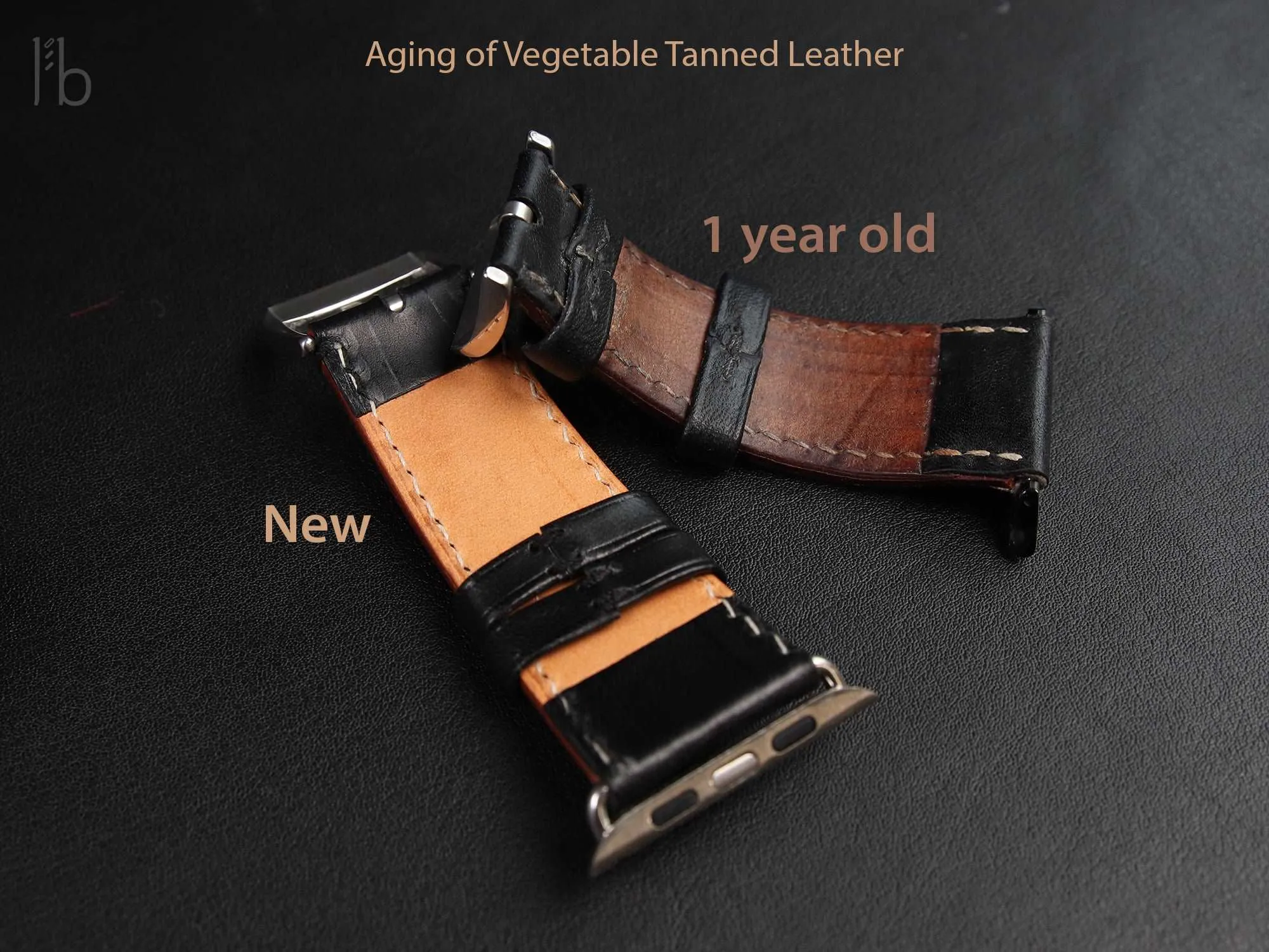 Apple Watch Leather Band - Black - [V1] - Italian Veg-Tanned Leather - Handcrafted in USA