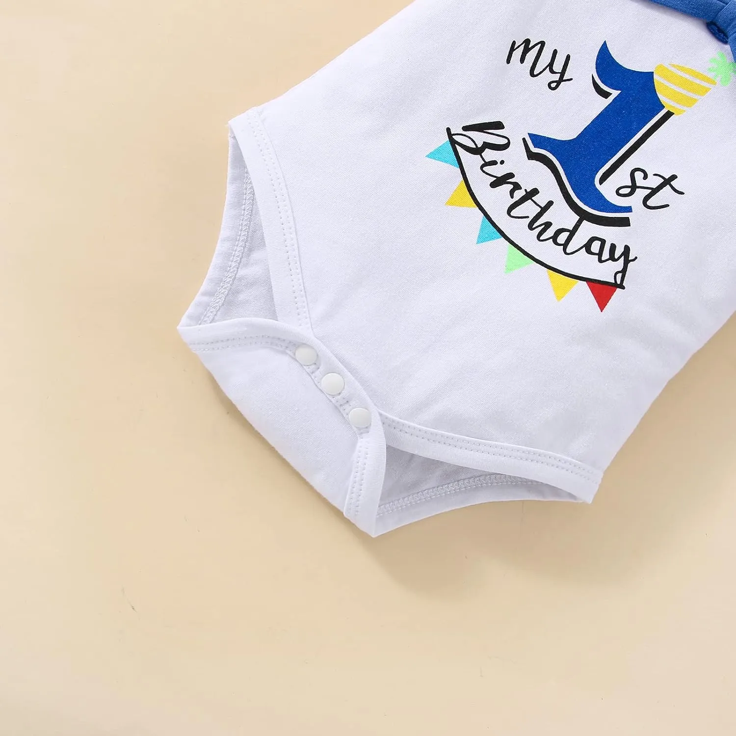 Baby Boy Funny First Birthday Clothes Bow Tie Dinosaur Themed Romper Pants Set Suspenders Cake Smash Outfits