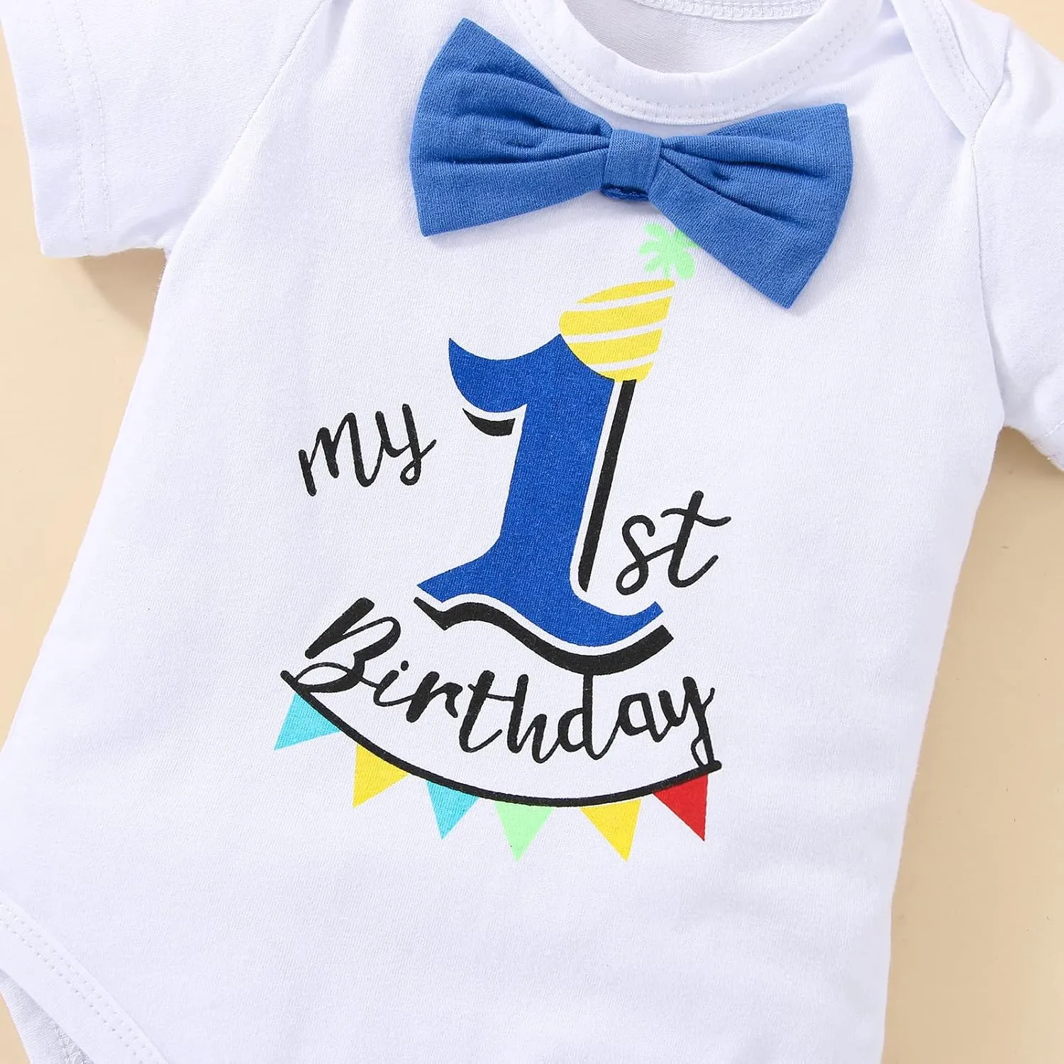 Baby Boy Funny First Birthday Clothes Bow Tie Dinosaur Themed Romper Pants Set Suspenders Cake Smash Outfits