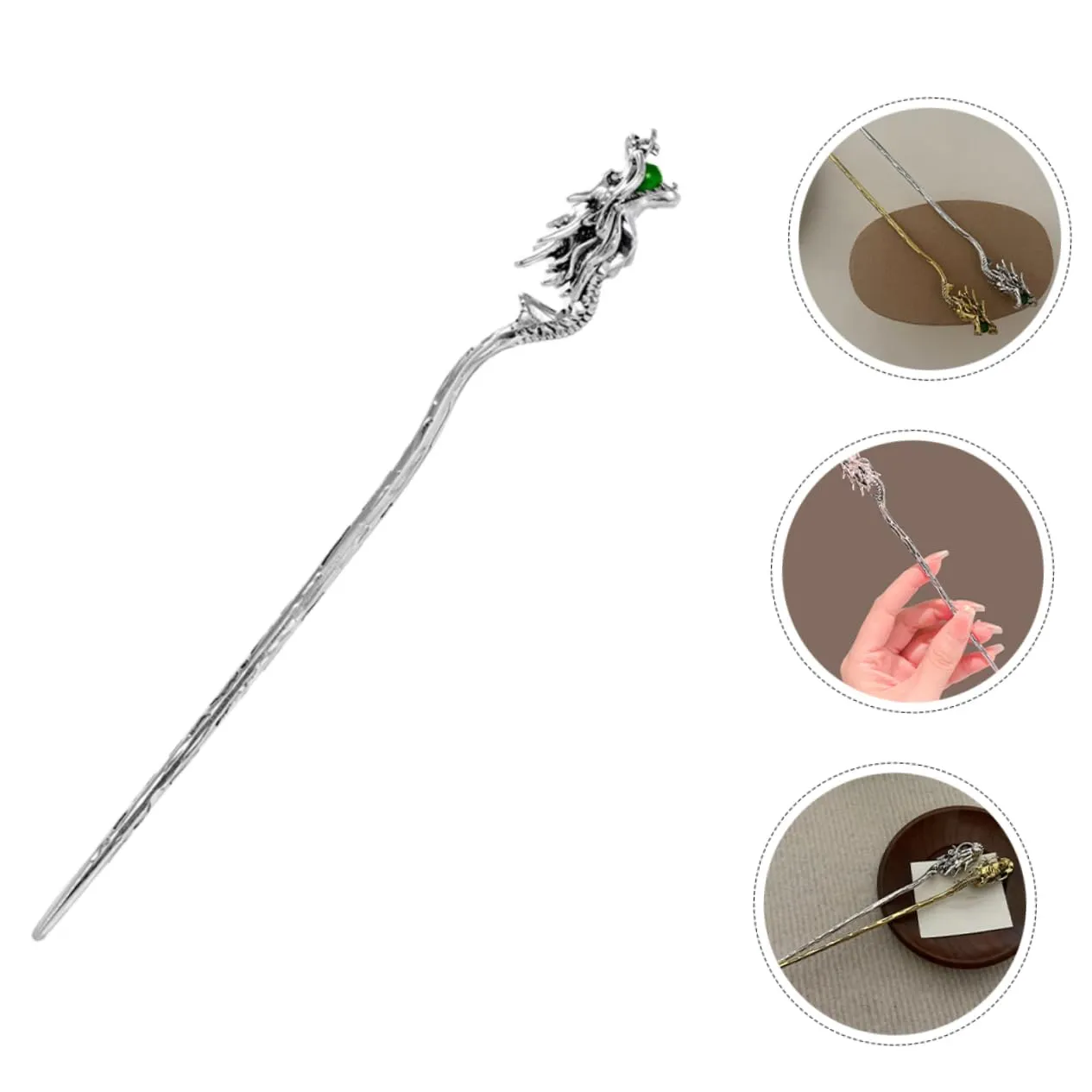 Beatifufu Dragon Hair Chopsticks Dragon Hairpin Vintage Hair up China Headgear Women's Faucet Zinc Alloy Chinese Japanese Chopsticks
