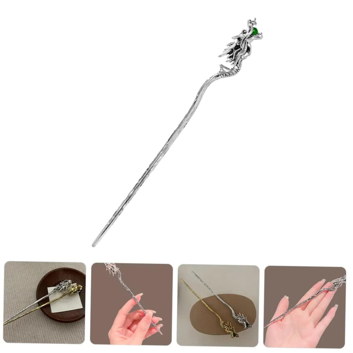 Beatifufu Dragon Hair Chopsticks Dragon Hairpin Vintage Hair up China Headgear Women's Faucet Zinc Alloy Chinese Japanese Chopsticks