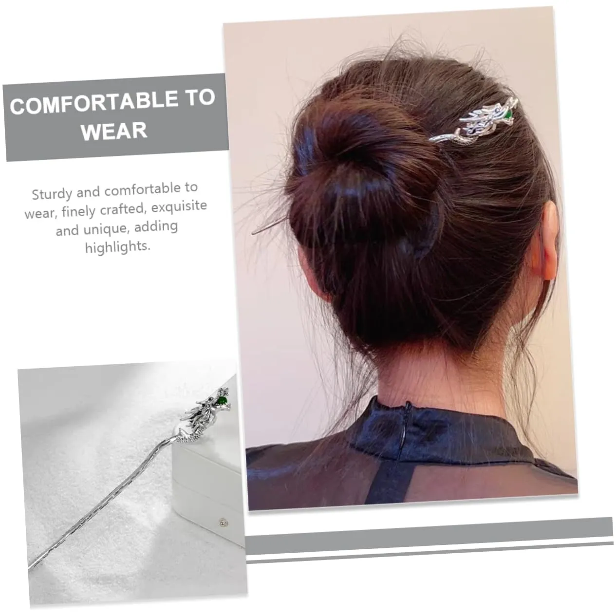Beatifufu Dragon Hair Chopsticks Dragon Hairpin Vintage Hair up China Headgear Women's Faucet Zinc Alloy Chinese Japanese Chopsticks