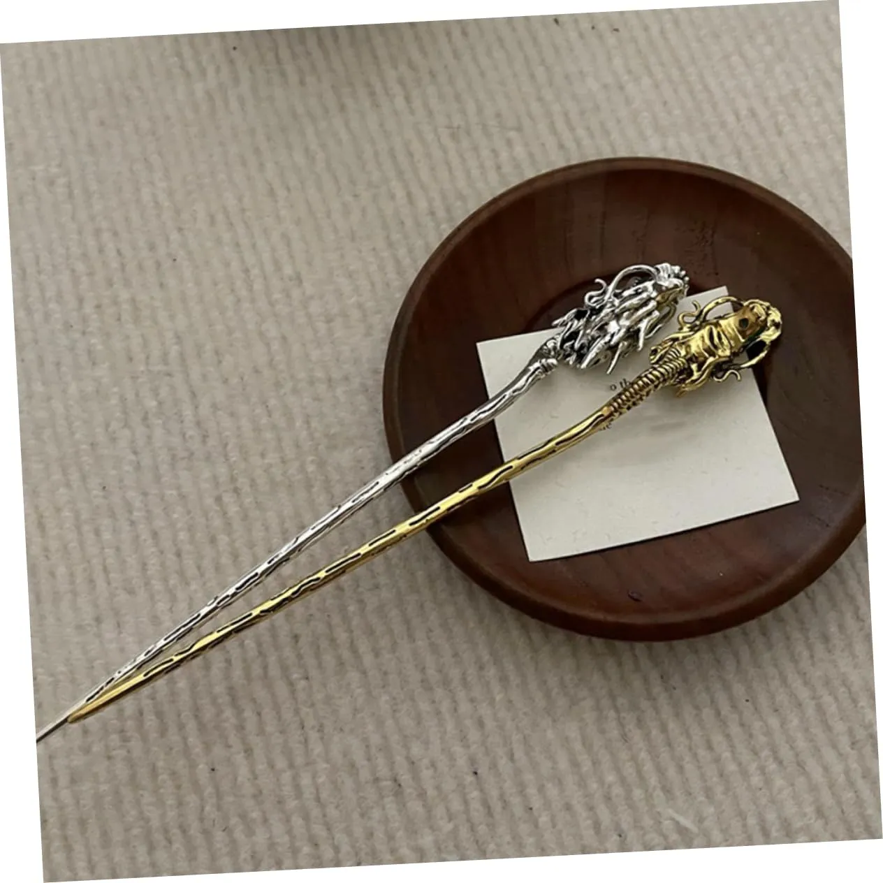 Beatifufu Dragon Hair Chopsticks Dragon Hairpin Vintage Hair up China Headgear Women's Faucet Zinc Alloy Chinese Japanese Chopsticks
