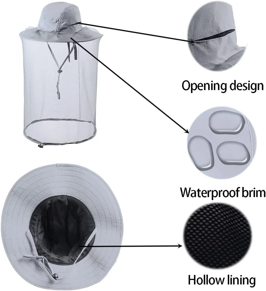 Bee Keeper Beekeeping Veil Hat face Covering Costume Fly Hornet Insect Bug Mosquito mesh Cap