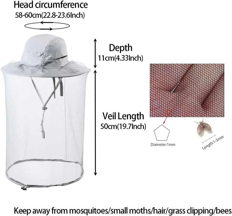 Bee Keeper Beekeeping Veil Hat face Covering Costume Fly Hornet Insect Bug Mosquito mesh Cap