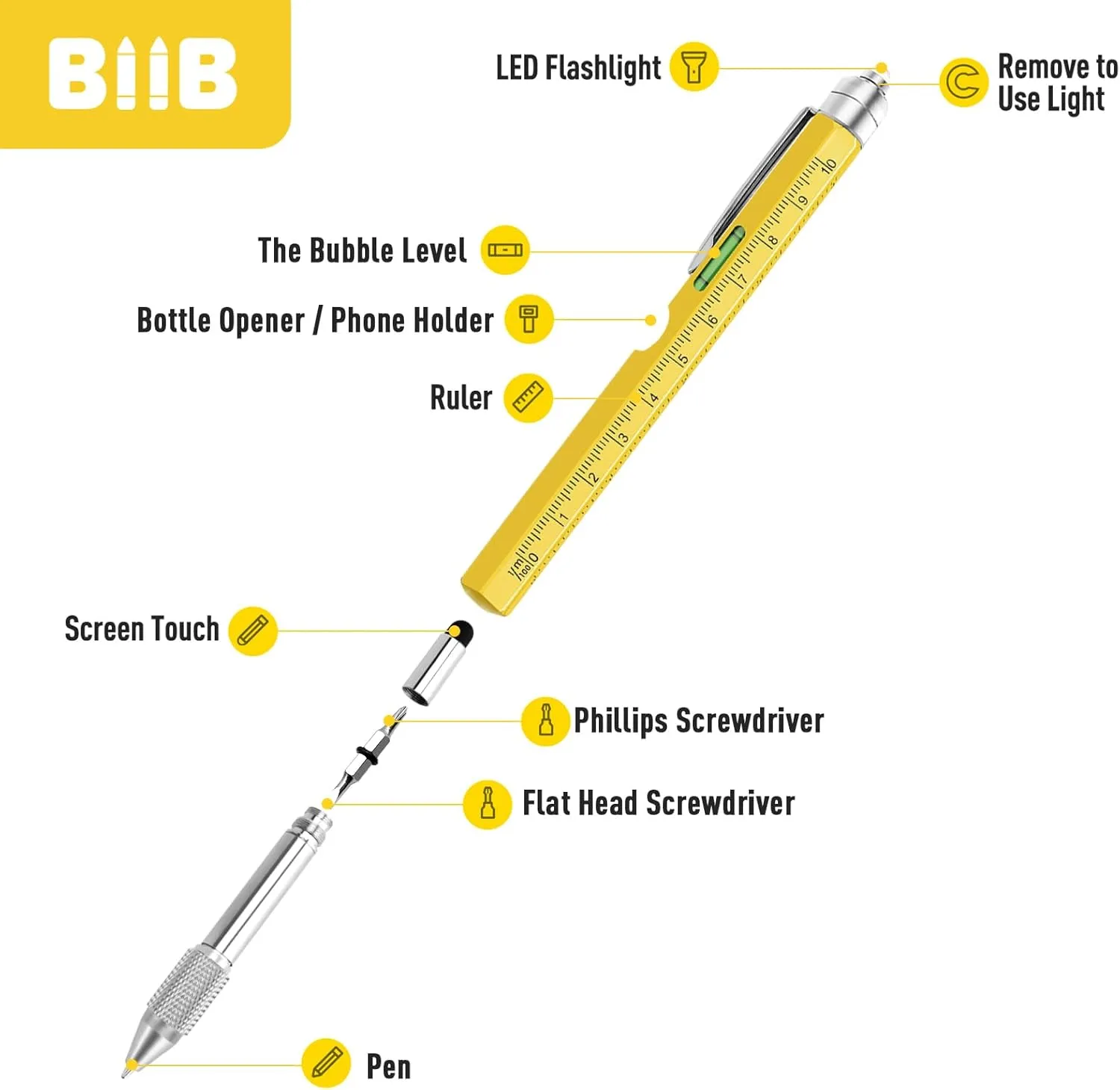 BIIB Fathers Day Dad Gifts for Dad Husband, 9 in 1 Multitool Pen, Mens Gifts for Dad Gift for Fathers Day, Personalized Father's Day Gift Ideas, Anniversary Birthday Graduation Gifts for Men
