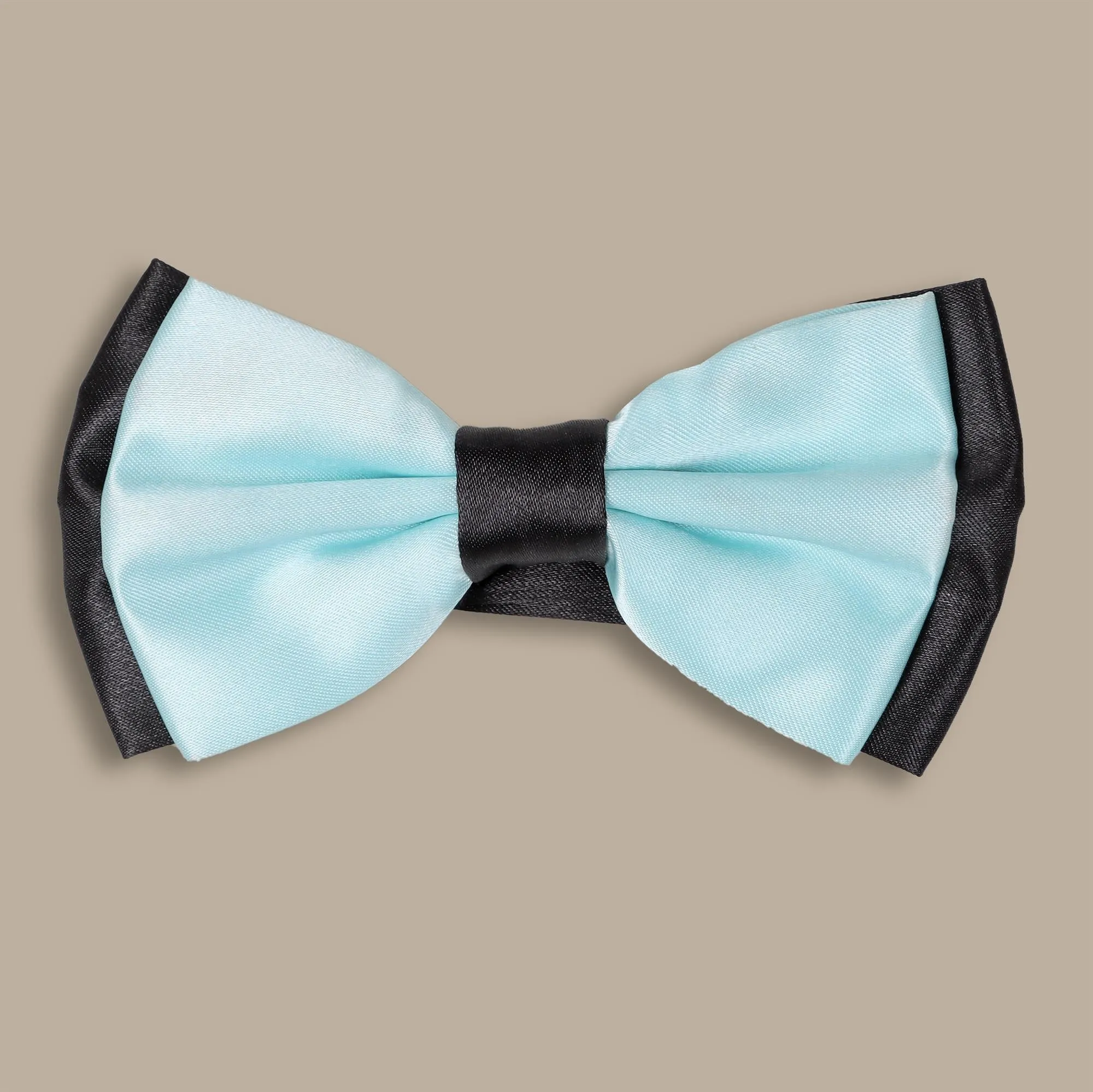 Black & Aqua Double-Faced Satin Bowtie