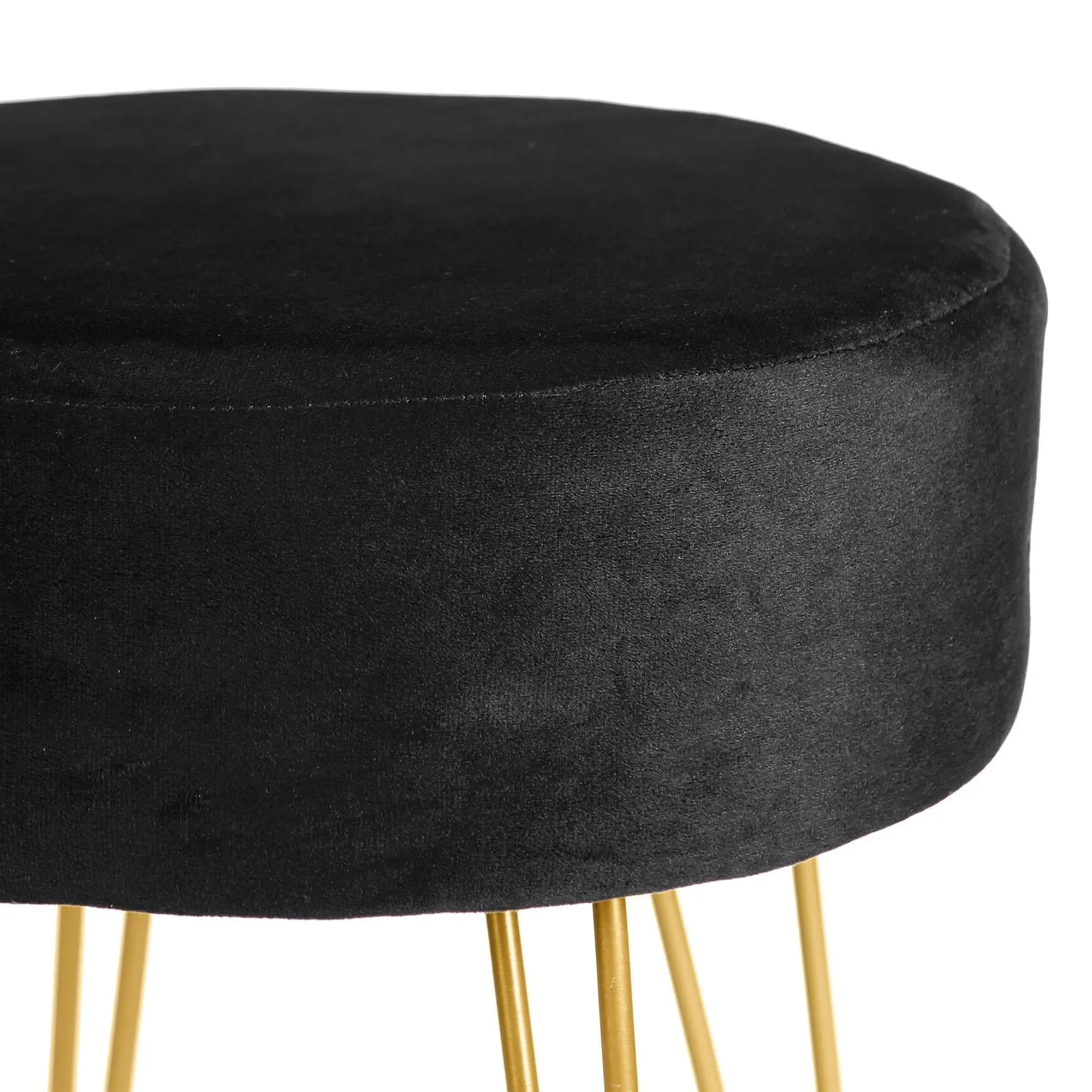 Black Round Velvet Footstool - By Harbour Housewares