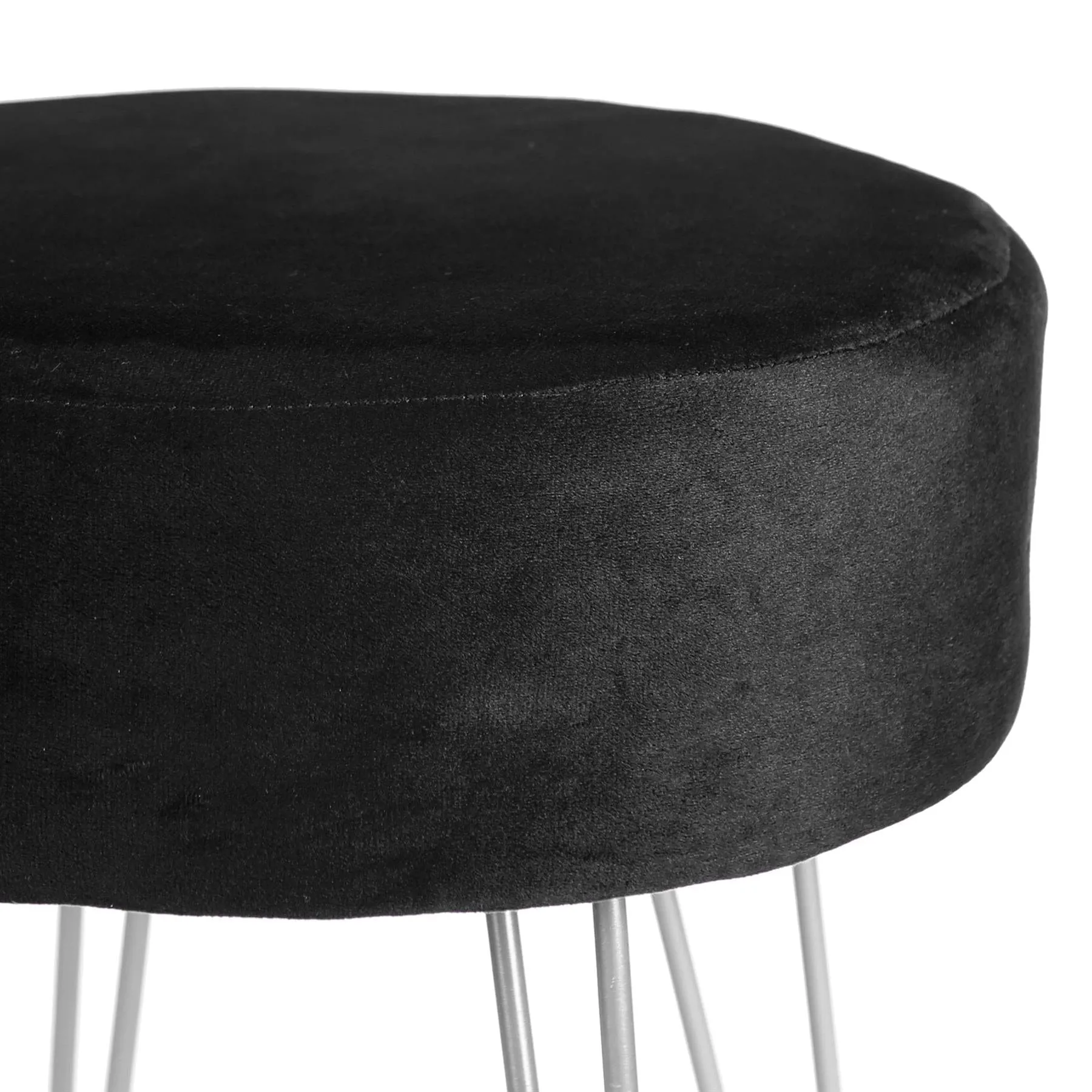 Black Round Velvet Footstool - By Harbour Housewares