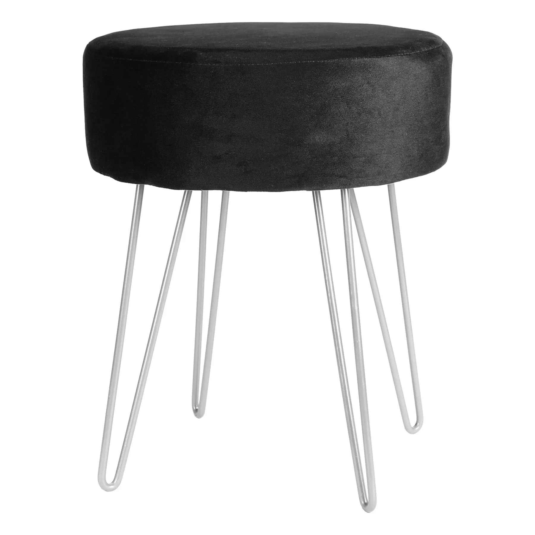 Black Round Velvet Footstool - By Harbour Housewares