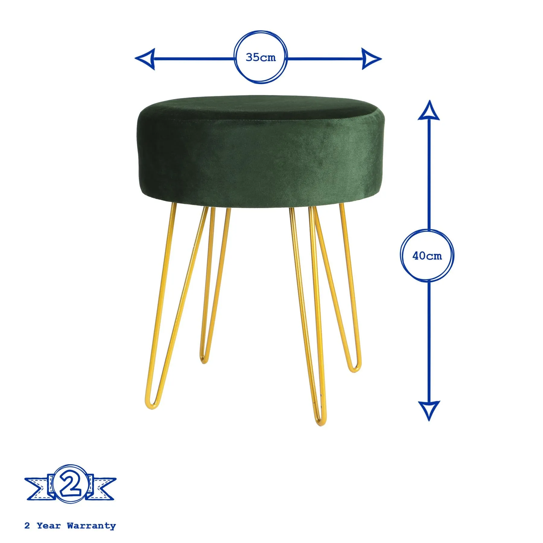 Black Round Velvet Footstool - By Harbour Housewares