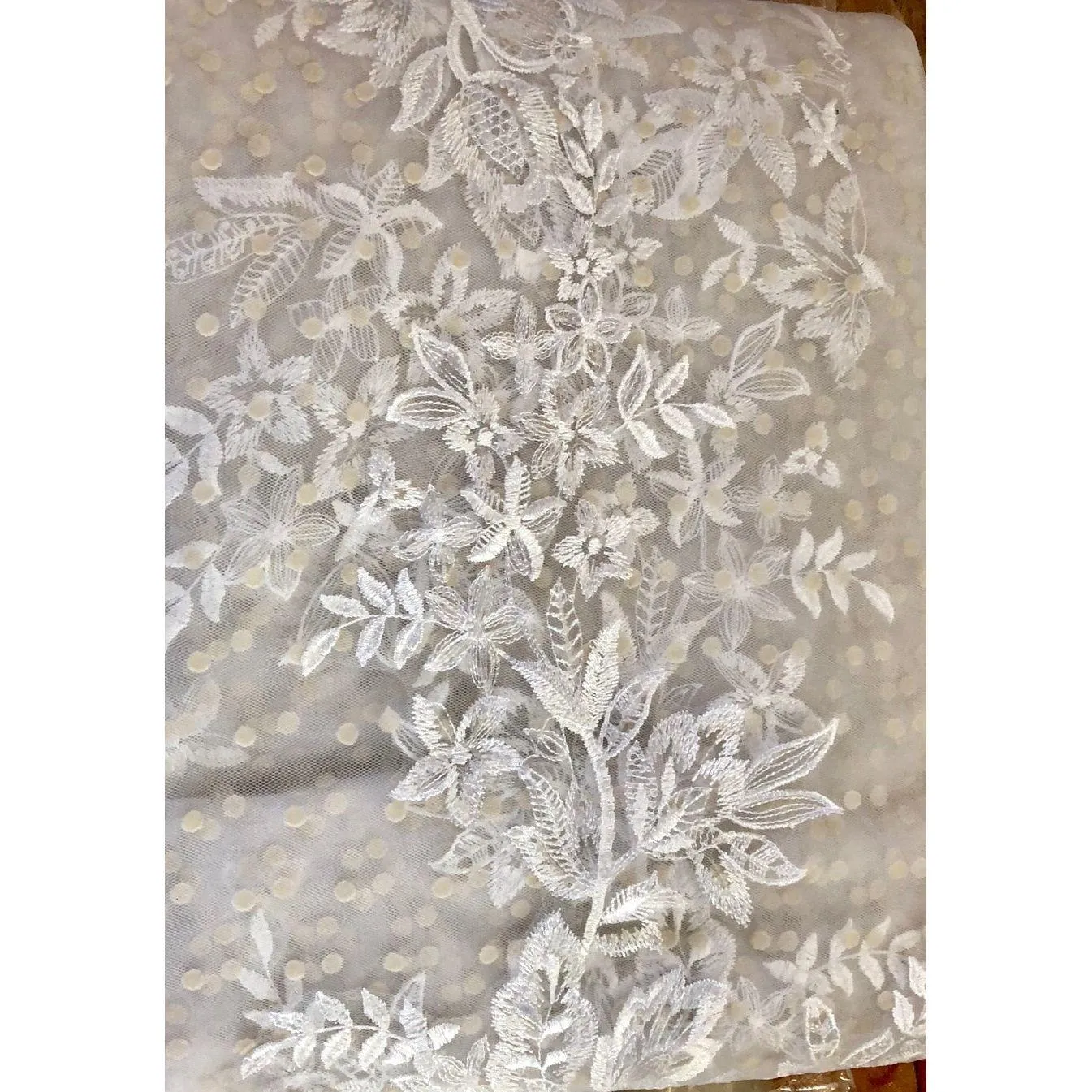 Bridal Veil With Sequins Lace Edge White Cathedral Length Veil With Comb