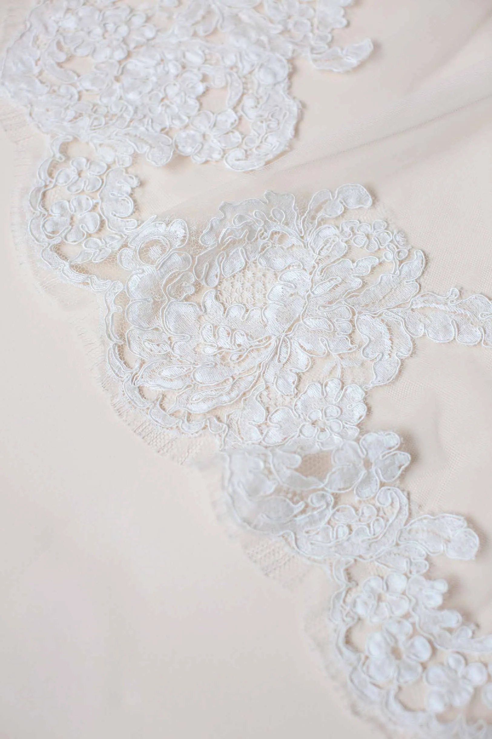 Calais Alencon French Lace Veil in Ivory