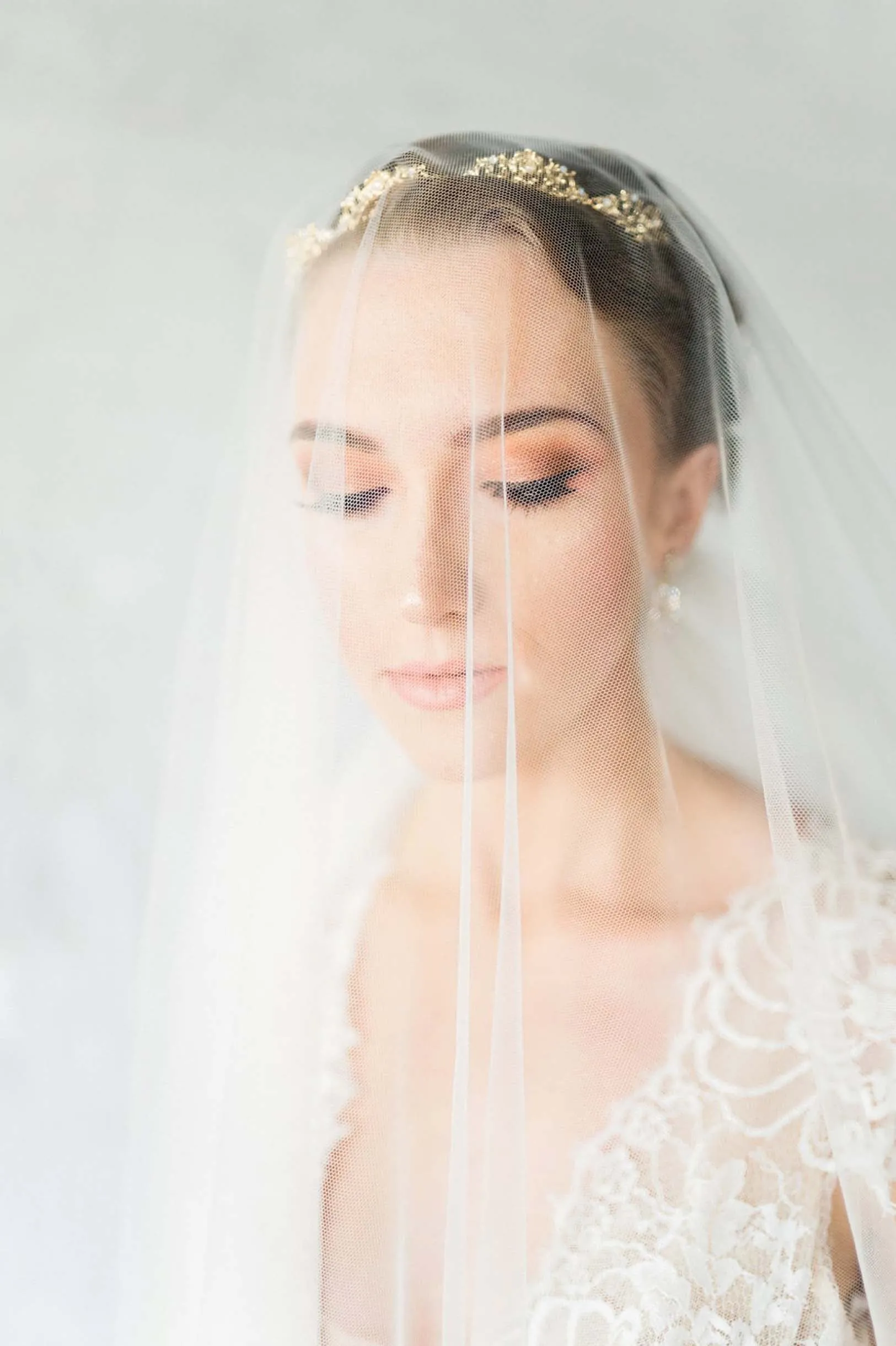 Calais Alencon French Lace Veil in Ivory