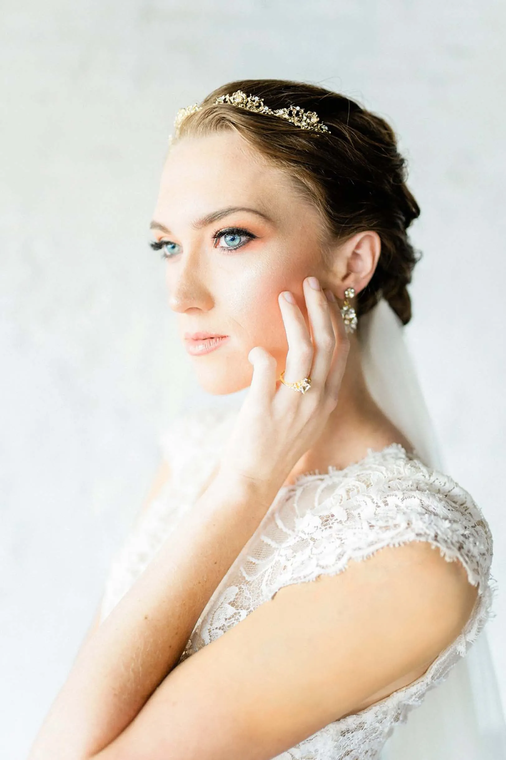 Calais Alencon French Lace Veil in Ivory