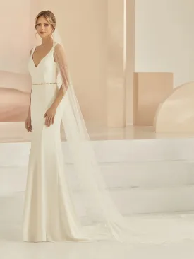 Cathedral Length Wedding Veil, Single Tier with Lace Edge S406