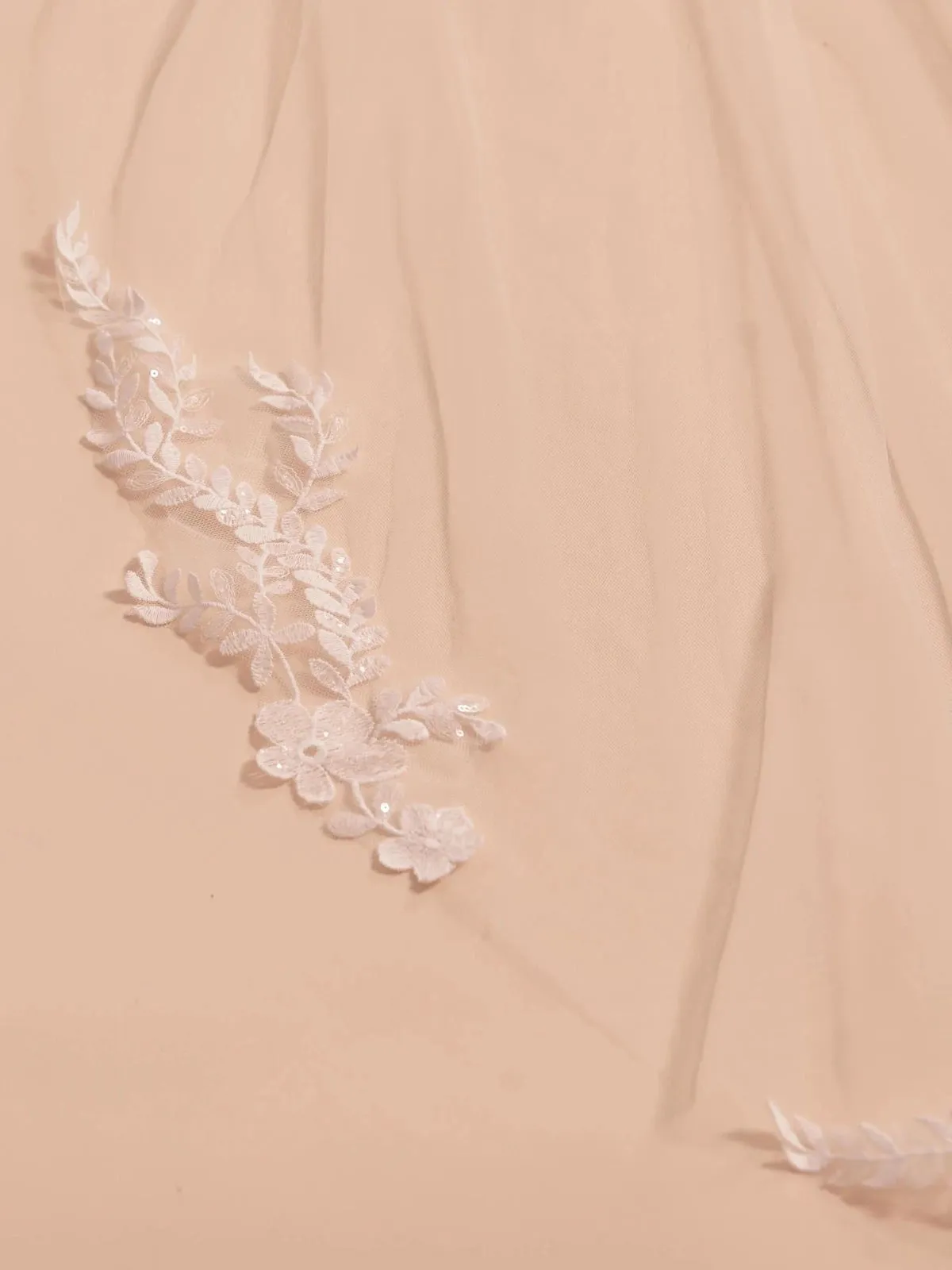 Chapel Length Wedding Veil, Lace Edge, Ivory Tulle S414