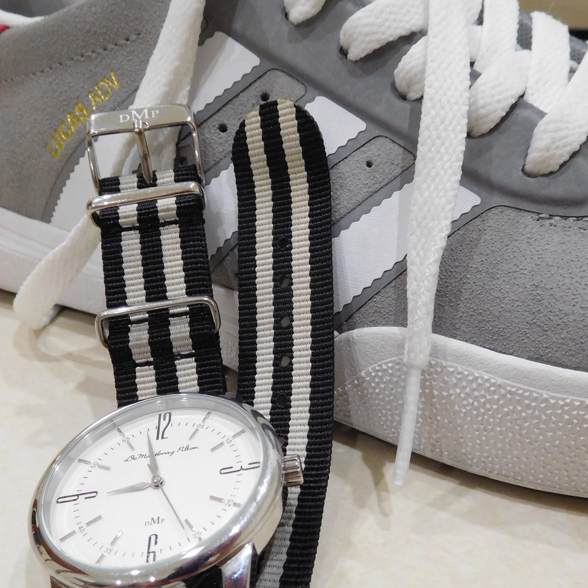 Classic Silver Watch with Brown Leather Strap by DeMontbrayPilton