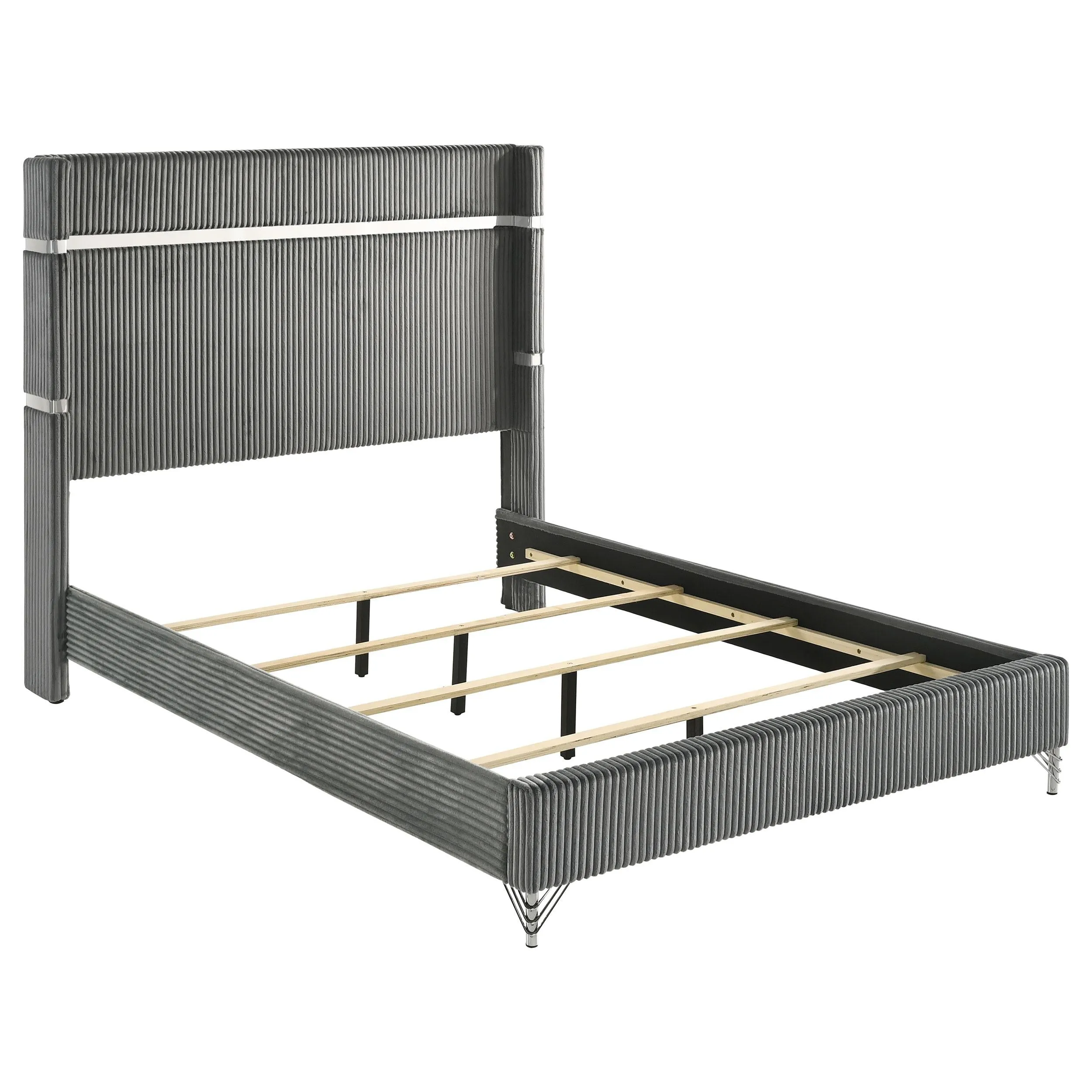 Coaster Furniture Lucia 224991KE 61-inch Upholstered Eastern King Wingback Bed - Grey