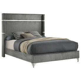 Coaster Furniture Lucia 224991KE 61-inch Upholstered Eastern King Wingback Bed - Grey
