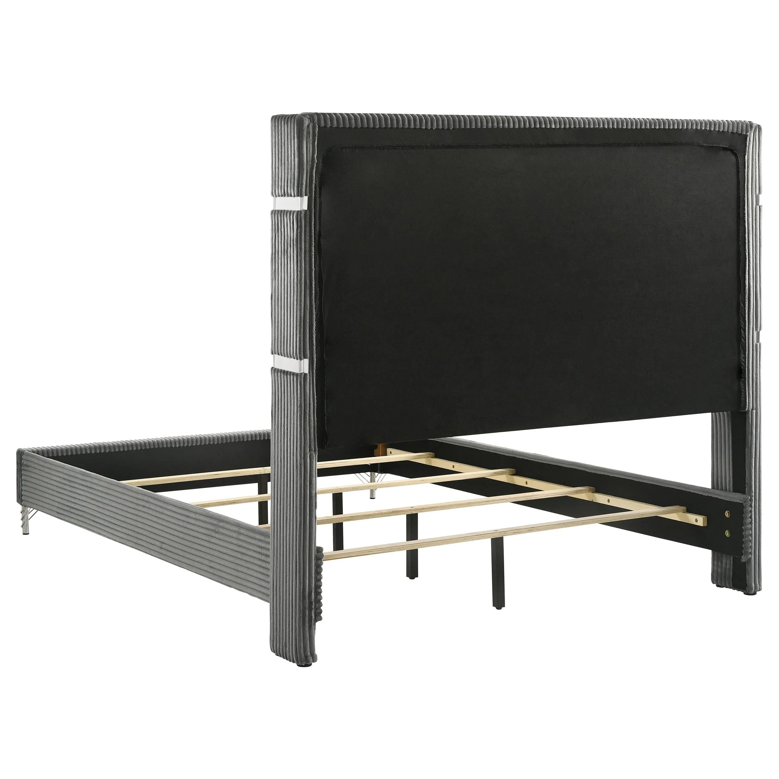 Coaster Furniture Lucia 224991KE 61-inch Upholstered Eastern King Wingback Bed - Grey