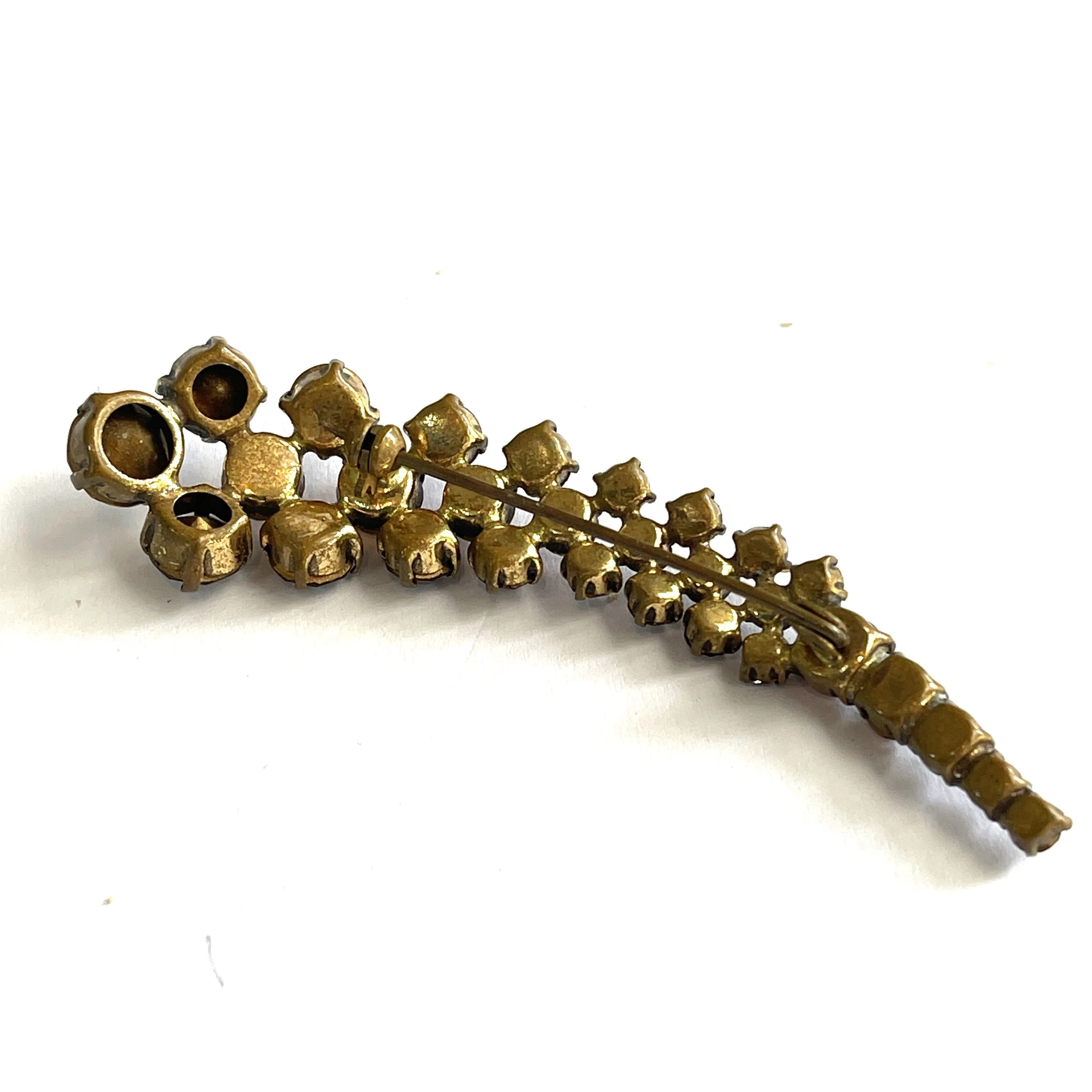 Cognac & Pale Gold Rhinestone 60's Vintage Brooch