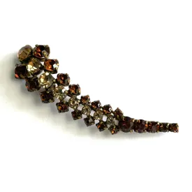 Cognac & Pale Gold Rhinestone 60's Vintage Brooch