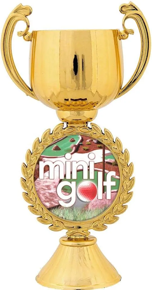 Crown Awards Personalized Mini Golf Trophy, 7.25" Gold Cup Mini Golf Trophies with Free Custom Engraving