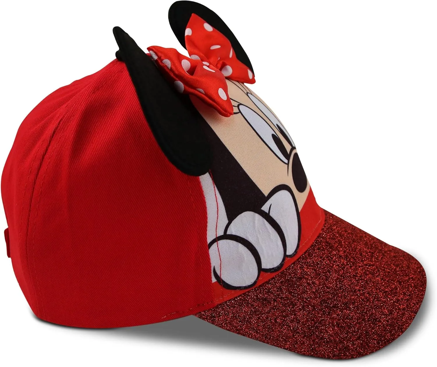 Disney Girls Minnie Mouse Glitter Baseball Cap  Minnie Mouse Costume Hat with 3D Ears (2-7)
