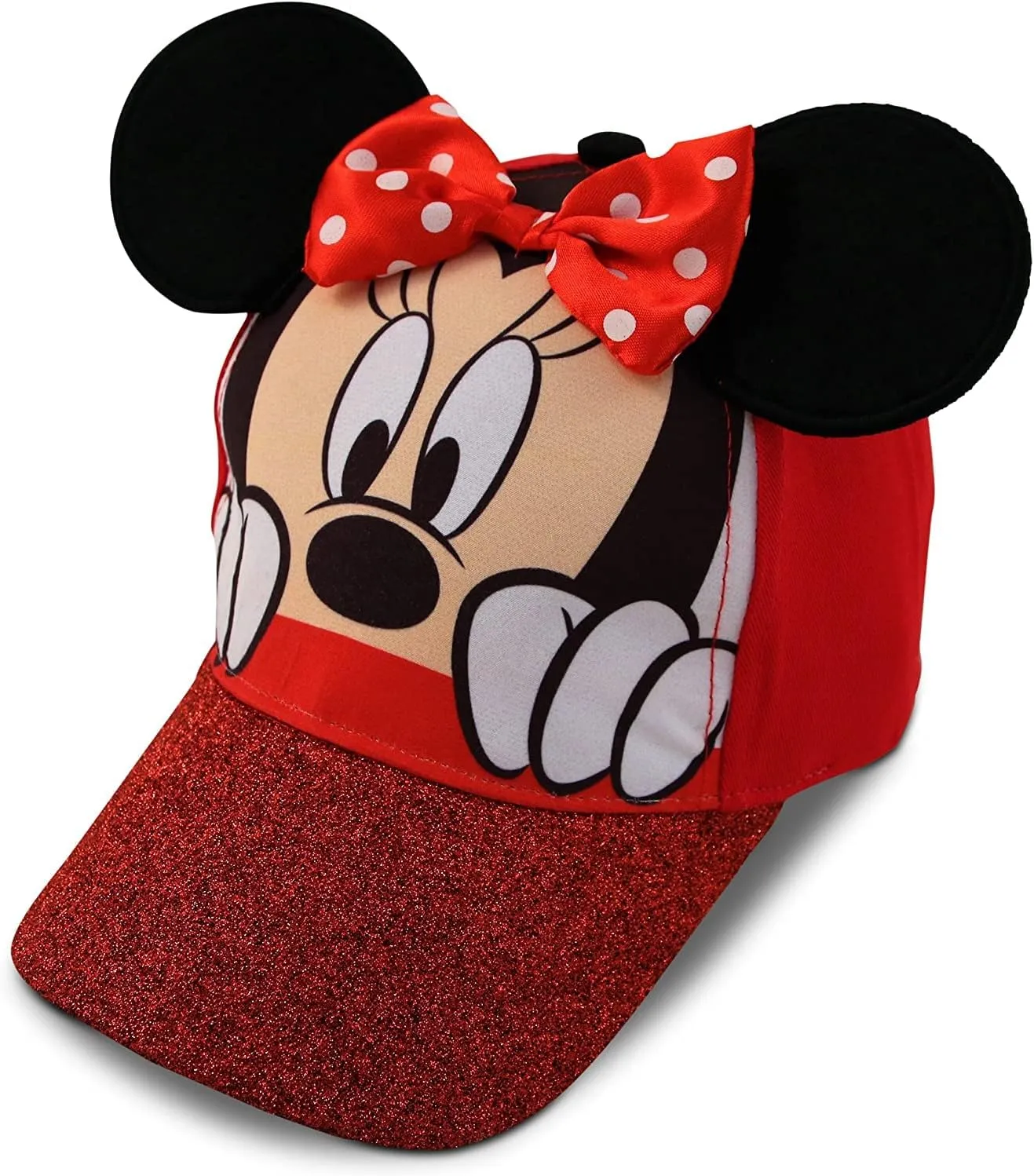 Disney Girls Minnie Mouse Glitter Baseball Cap  Minnie Mouse Costume Hat with 3D Ears (2-7)