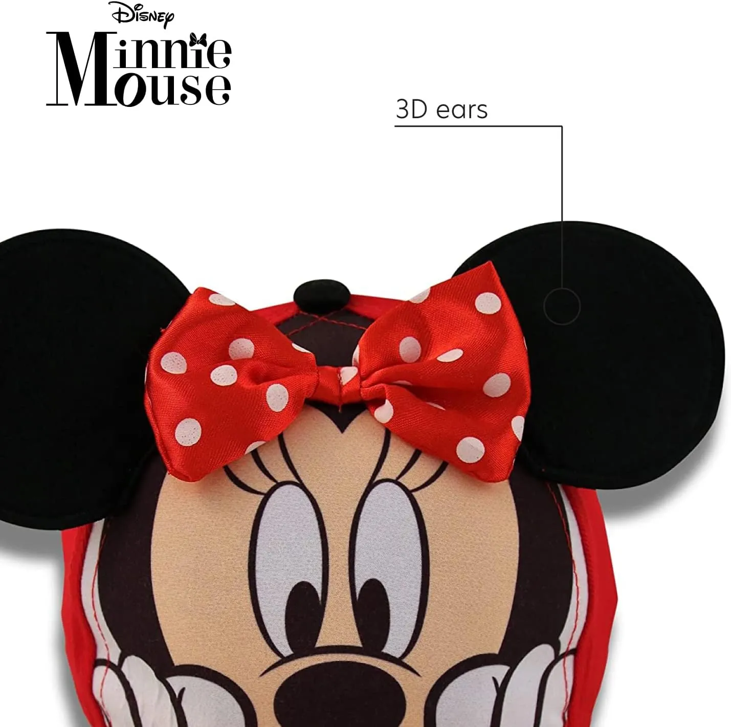 Disney Girls Minnie Mouse Glitter Baseball Cap  Minnie Mouse Costume Hat with 3D Ears (2-7)