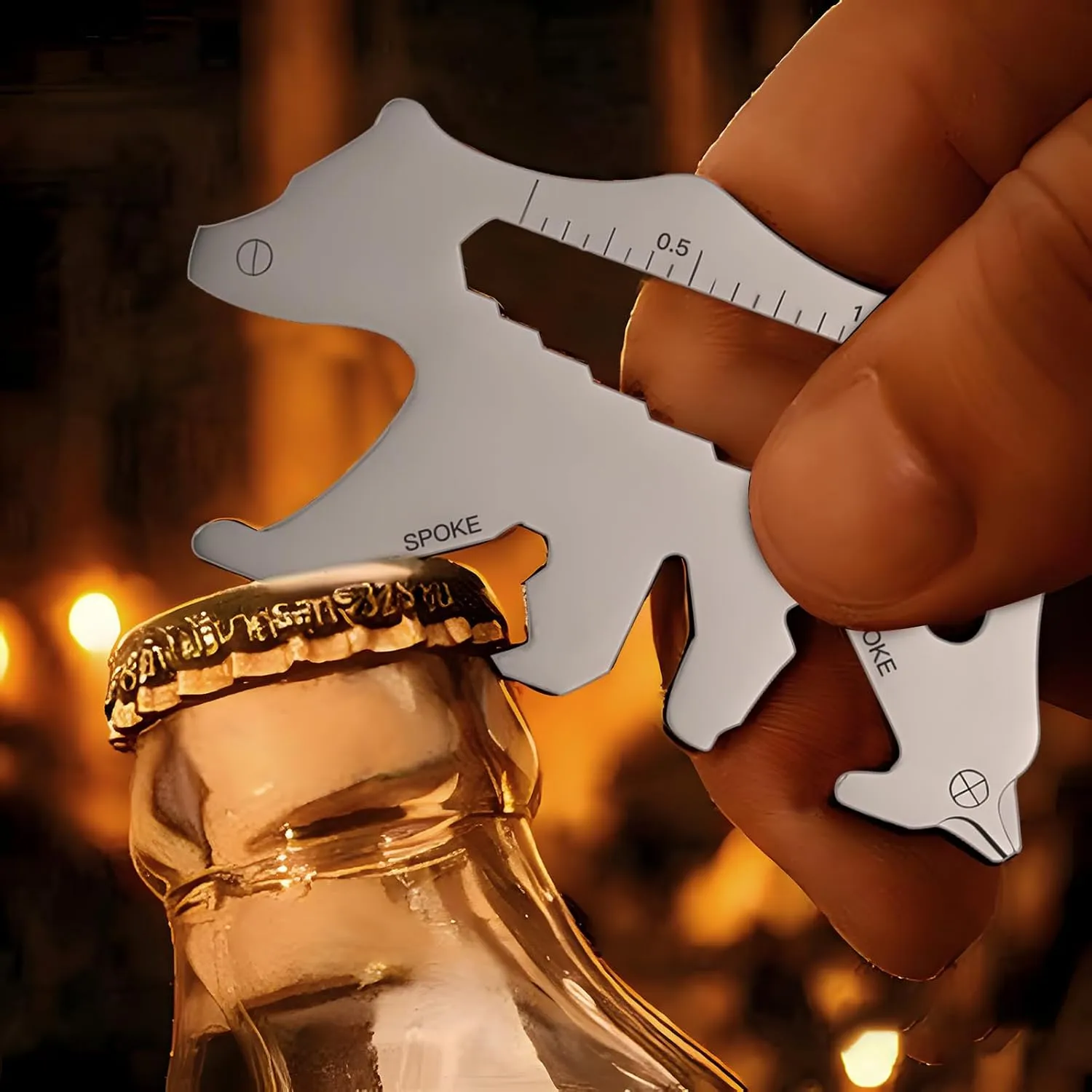 Fathers Day Dad Gifts from Wife Daughter Son, Keychain Multi-tool 15 in 1 Pocket EDC Tools, Funny Papa Grandpa Fathers Day Gift Key Ring, Anniversary Birthday Gifts for Men Women (Bear)