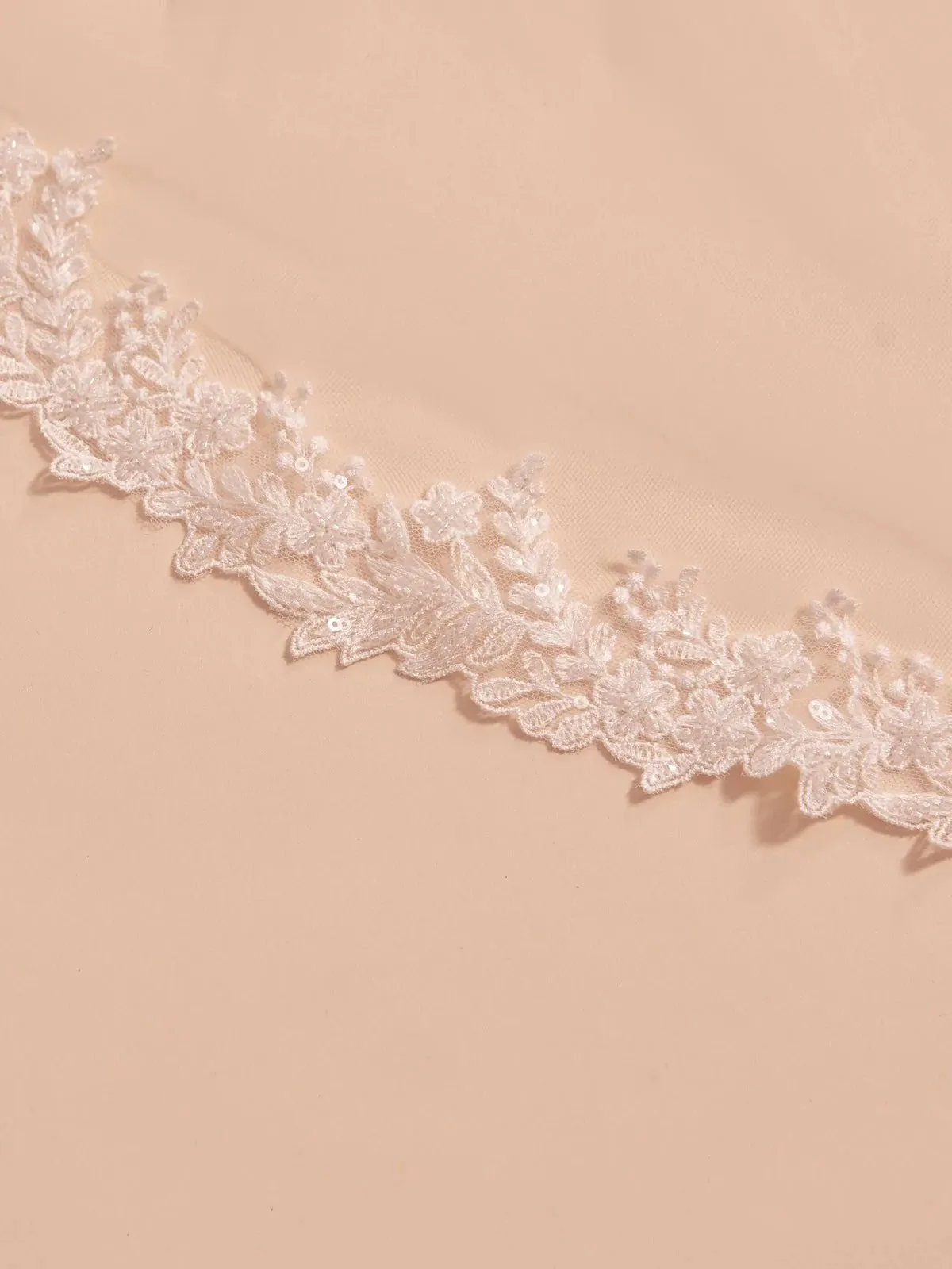 Fingertip Wedding Veil with Lace Edge, Ivory Tulle S409 ***SALE***