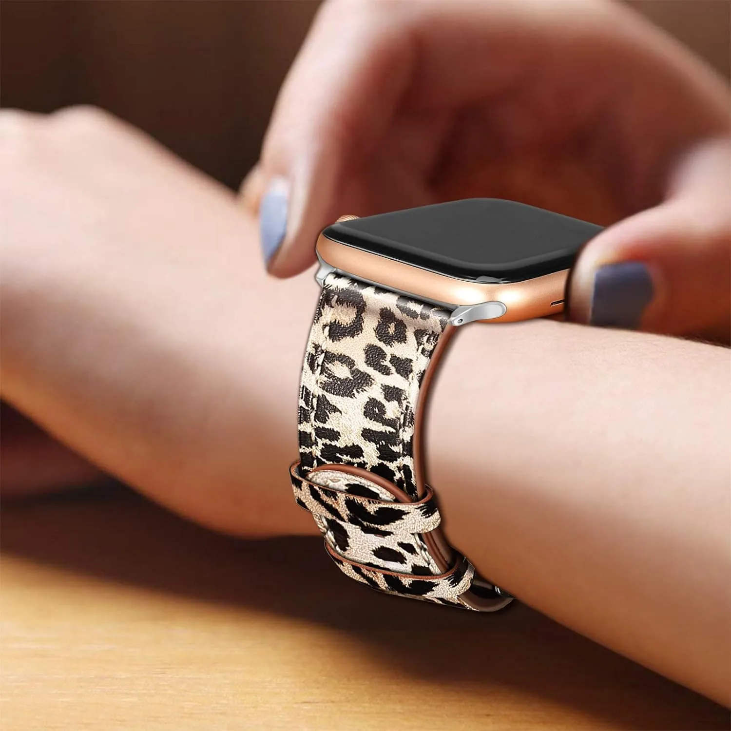 Fintie Bands Compatible with Apple Watch 49mm 46mm 45mm 44mm 42mm 41mm 40mm 38mm iWatch Ultra 2 1 SE Series 1-10, Genuine Leather Band Replacement Strap Wristband