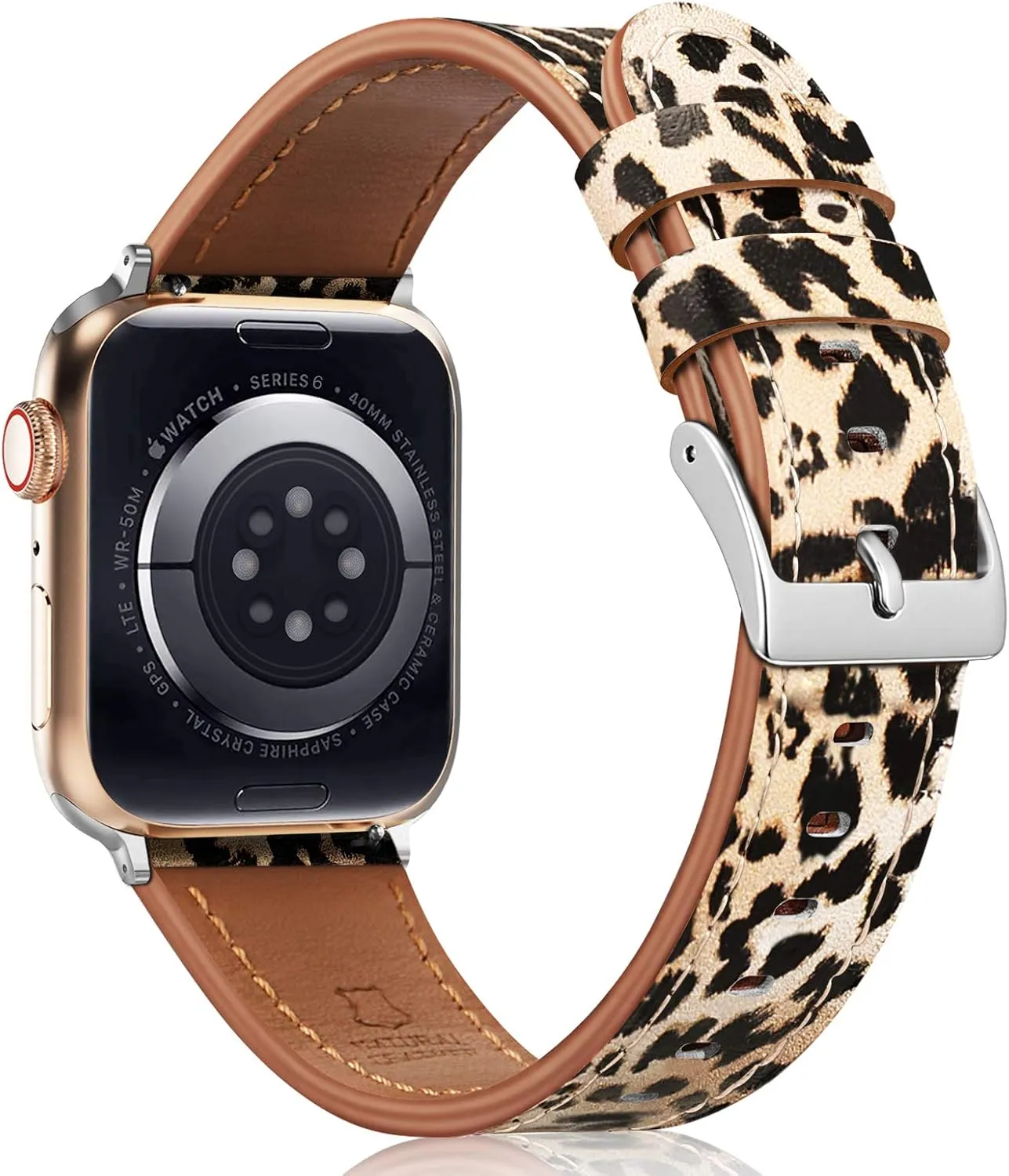 Fintie Bands Compatible with Apple Watch 49mm 46mm 45mm 44mm 42mm 41mm 40mm 38mm iWatch Ultra 2 1 SE Series 1-10, Genuine Leather Band Replacement Strap Wristband