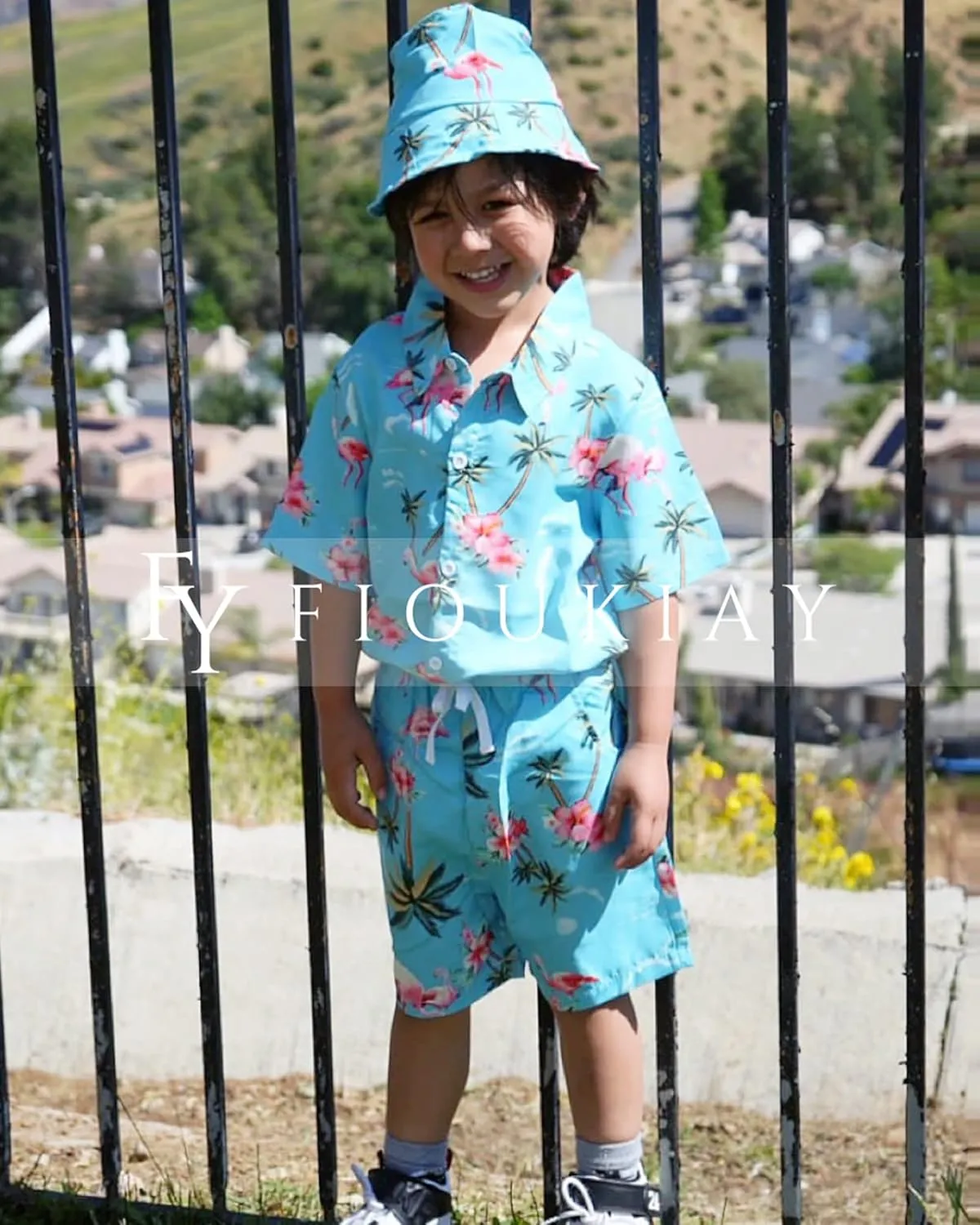 fioukiay Toddler Baby Boy Summer Outfits Little Kids Hawaiian Clothes Short Sets Floral Top Bowtie Shirt