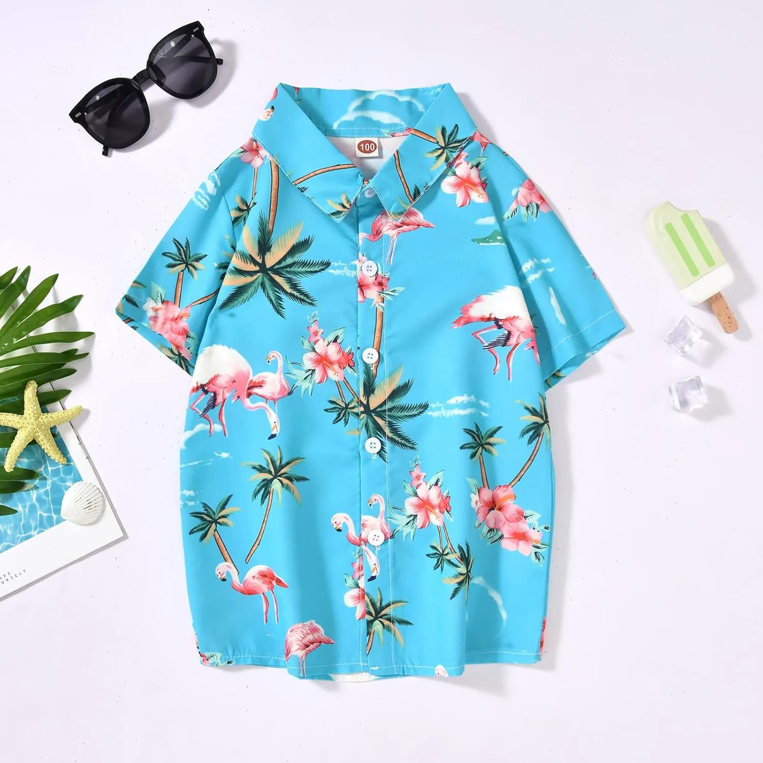 fioukiay Toddler Baby Boy Summer Outfits Little Kids Hawaiian Clothes Short Sets Floral Top Bowtie Shirt