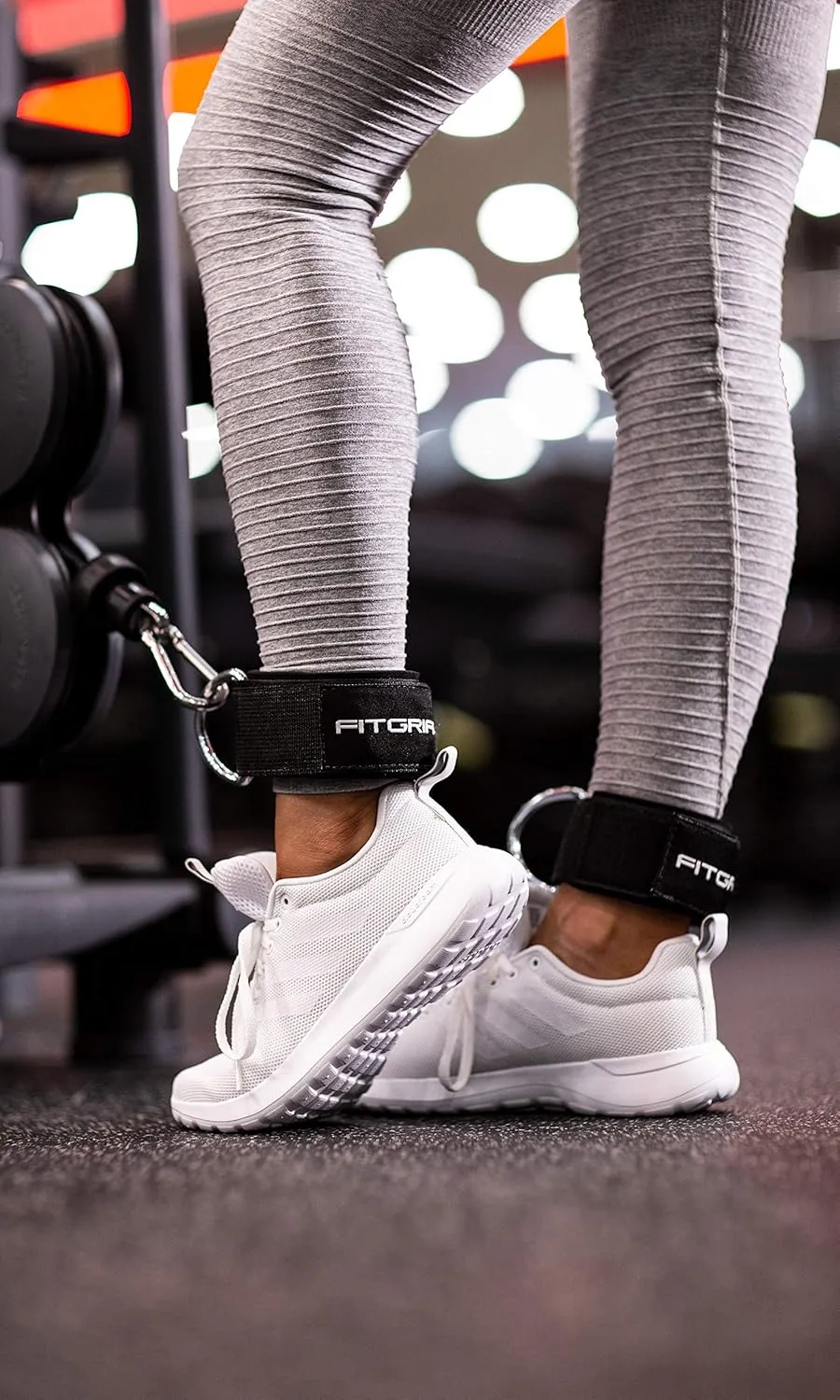 Fitgriff Ankle Straps V2 for Cable Machine (2 Pieces) - Gym Workout Equipment - Leg Pulley Attachment, Kickback Straps
