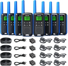 G600 FRS Walkie Talkies for Adults Long Range Two Way Radio Rechargeable 8 Pack Hand held radios