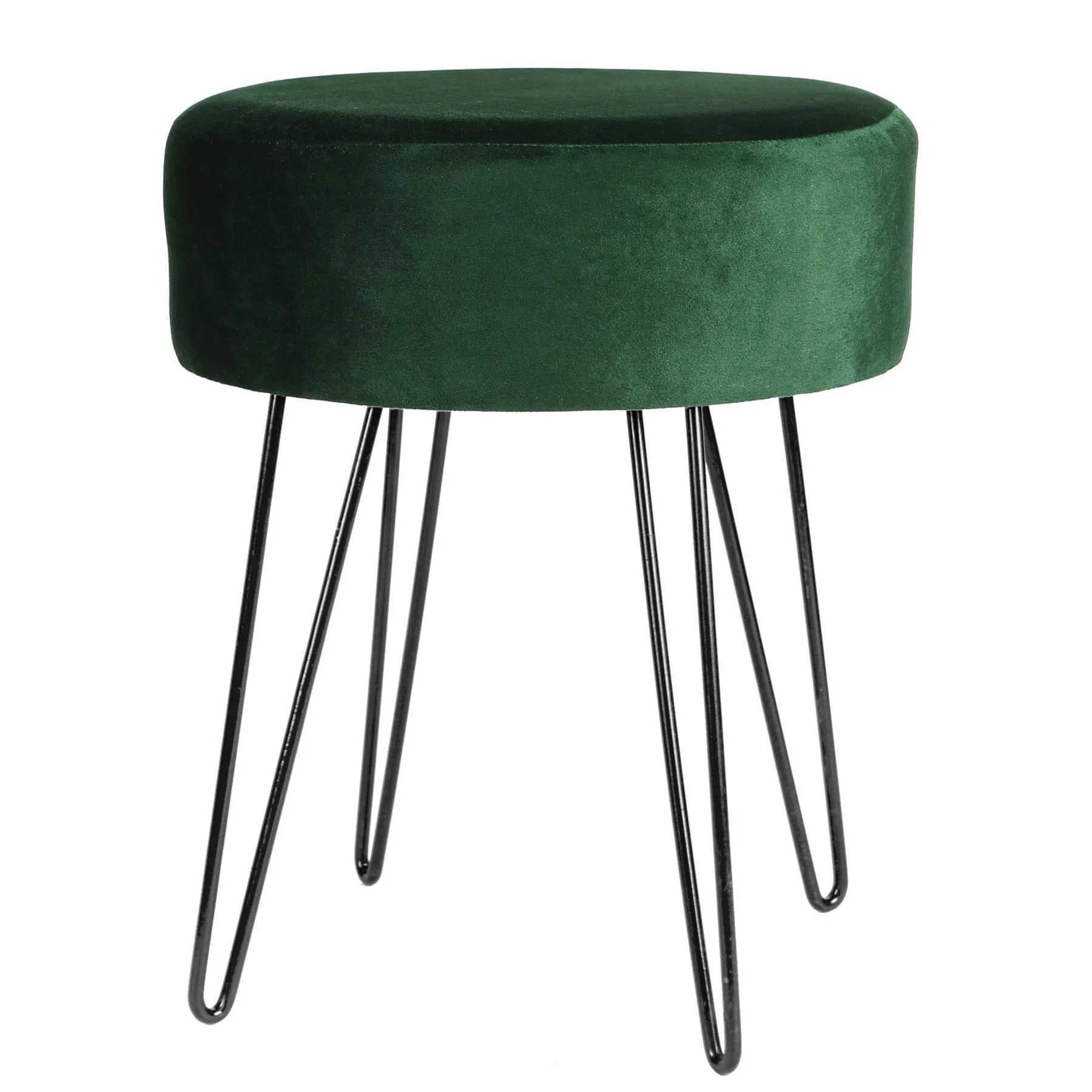 Green Round Velvet Footstool - By Harbour Housewares