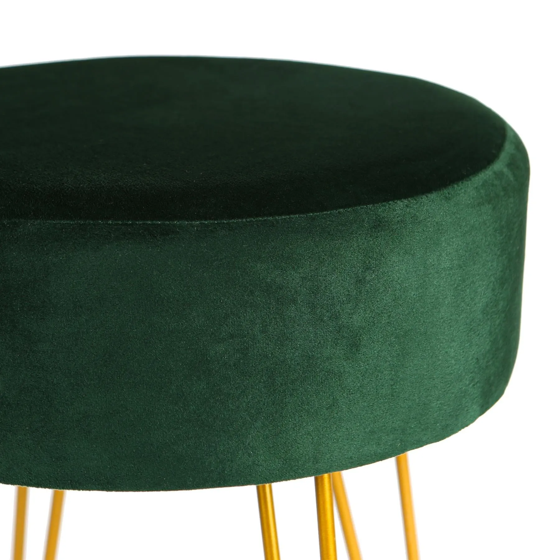 Green Round Velvet Footstool - By Harbour Housewares